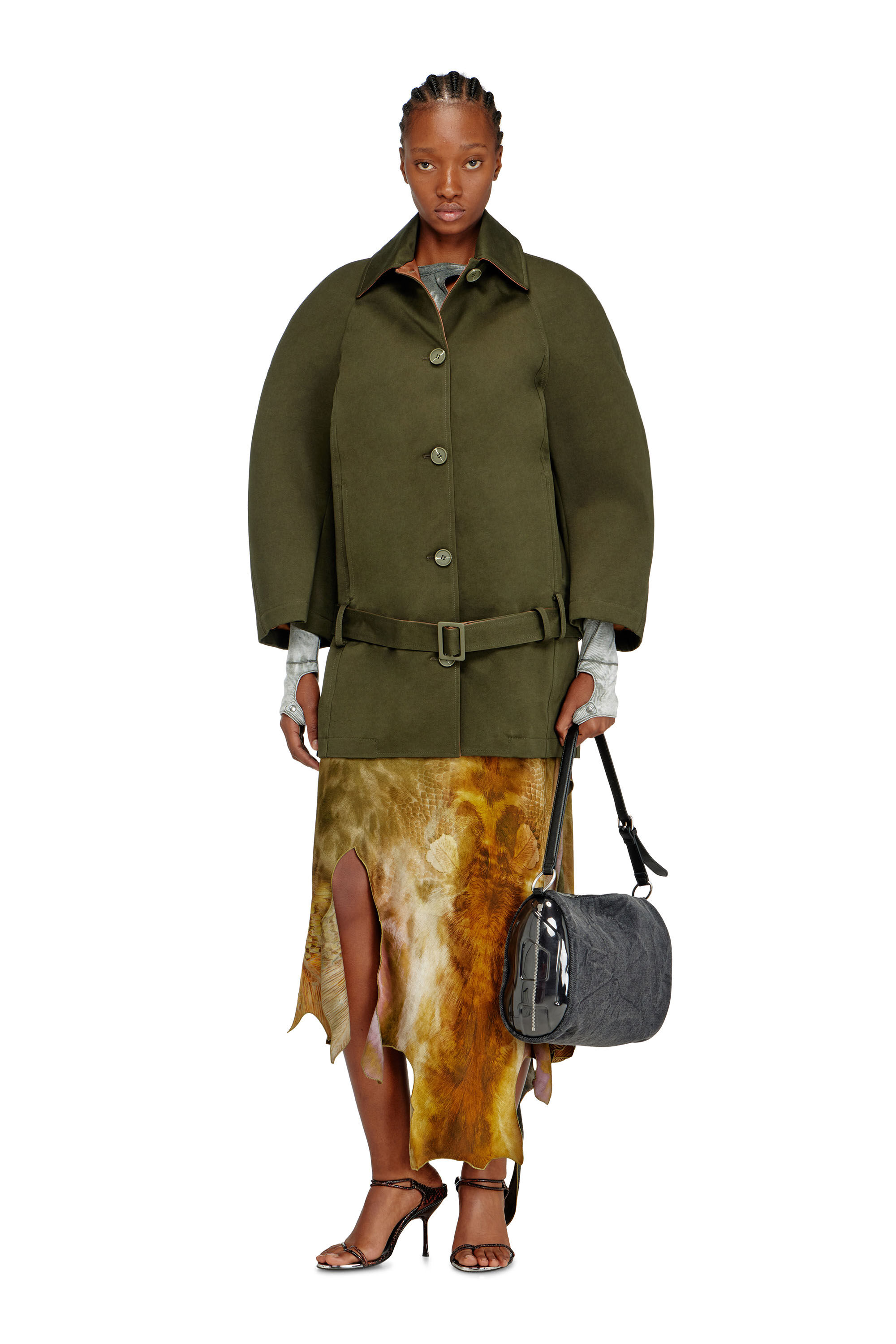 Diesel - O-TORN, Falda larga asim&eacute;trica de sat&eacute;n estampado Mujer in ToBeDefined - 1