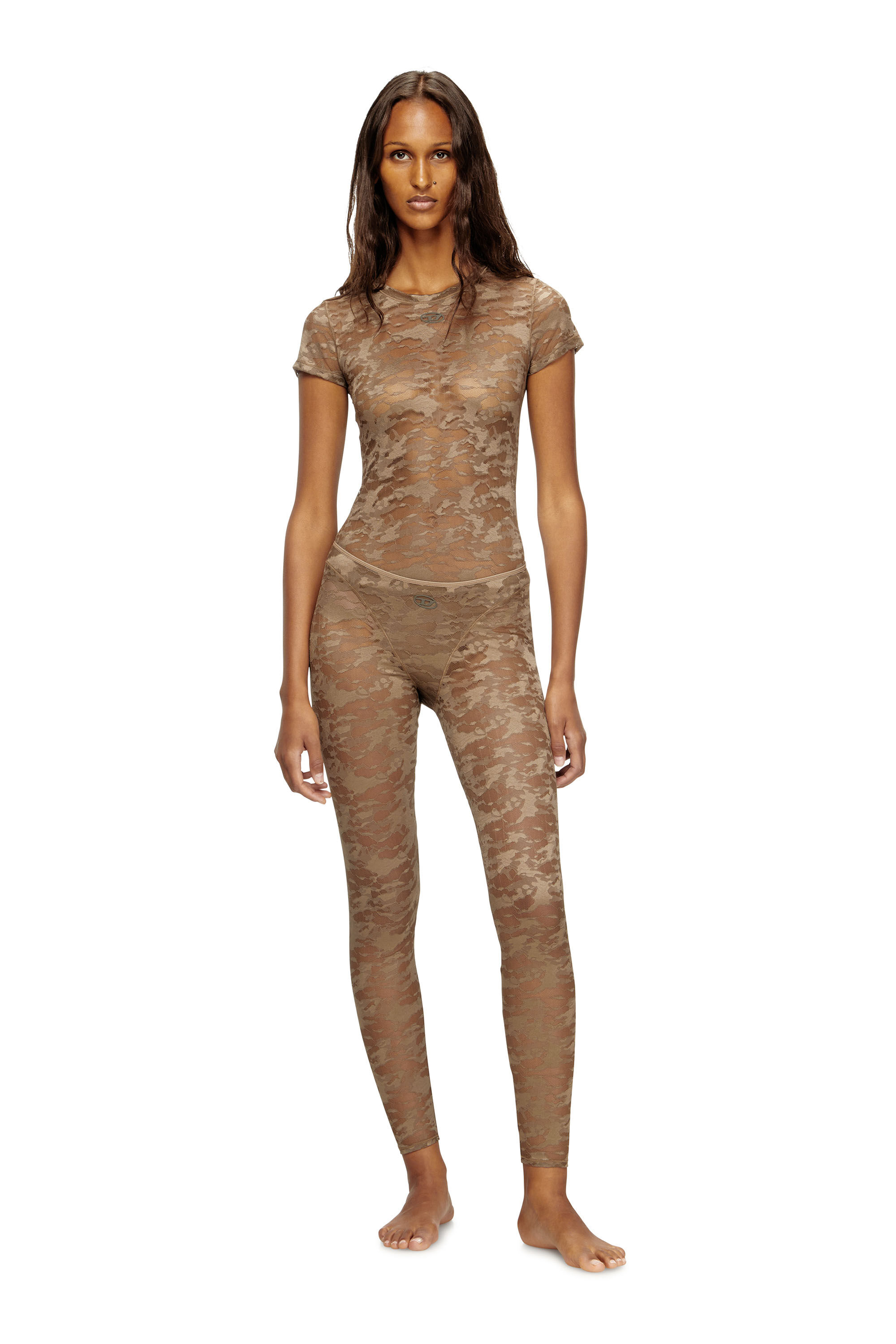 Diesel - KASIA-UTLT, Camiseta de encaje camuflado Mujer in Marrón - 1