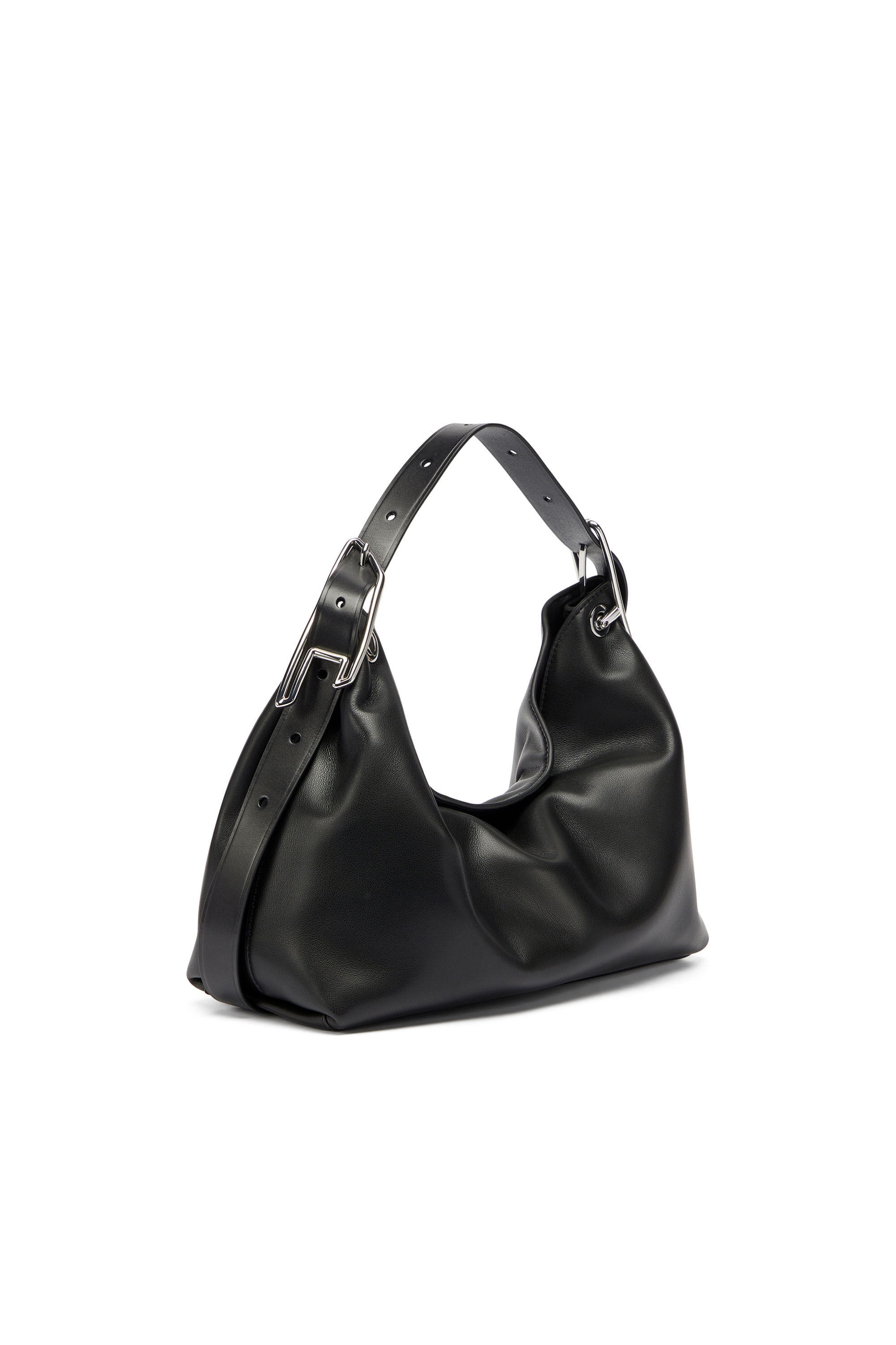 Diesel - D-LINE SHOULDER, D-Line-Bolso de hombro en cuero Mujer in Negro - 7