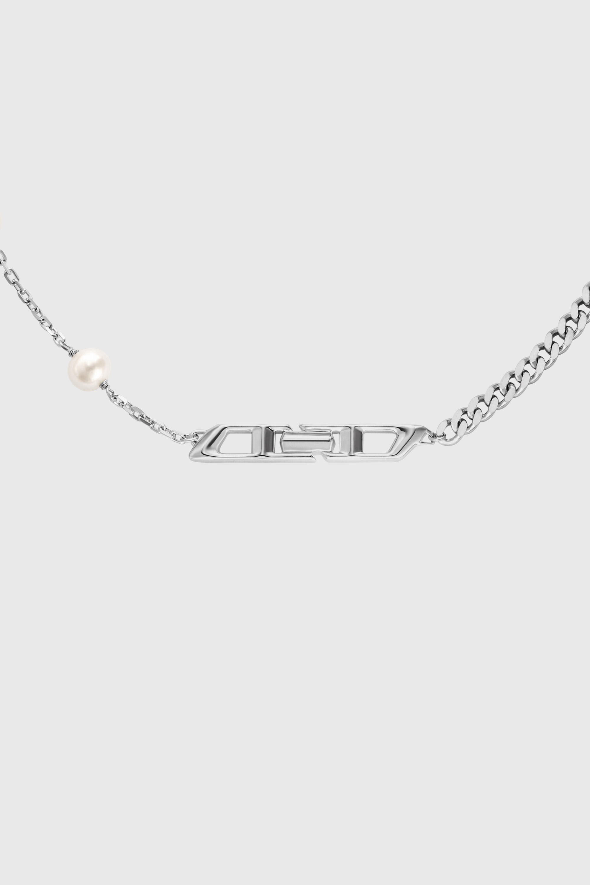 Diesel - DL1373040, Collar de cadena de plata de ley con perlas Unisex in Plateado - 2