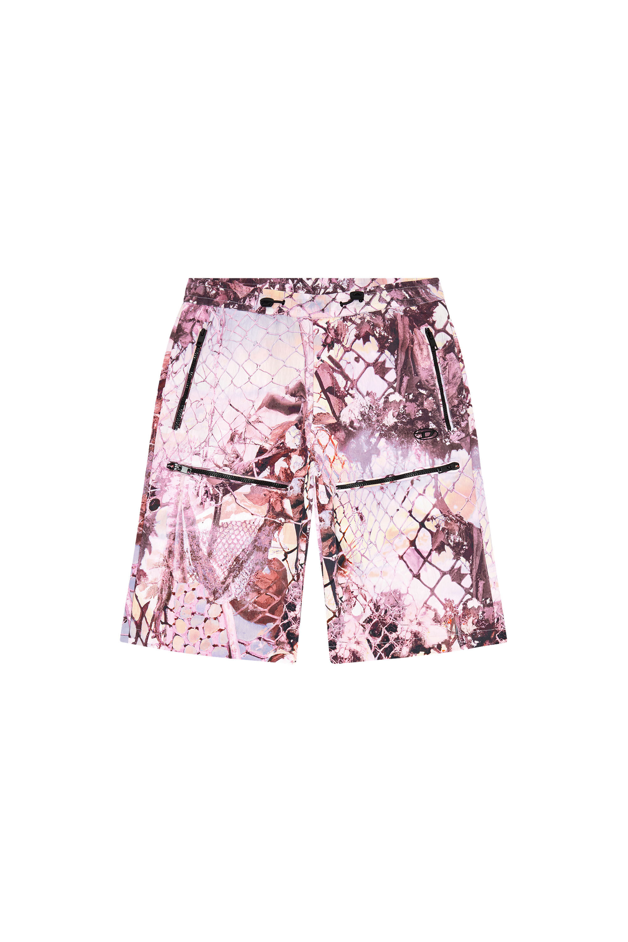 Diesel - P-MCKELL-SHORT-A, Pantalones cortos cargo de nailon con estampado abstracto Hombre in Rosa - 2