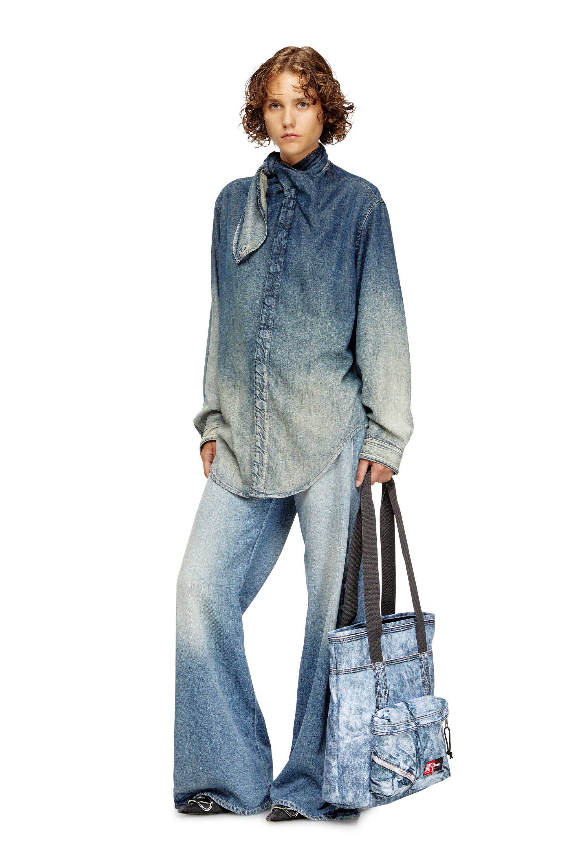 Diesel - DIESEL TOTE, Bolso tote en denim trampantojo Unisex in Azul marino - 7