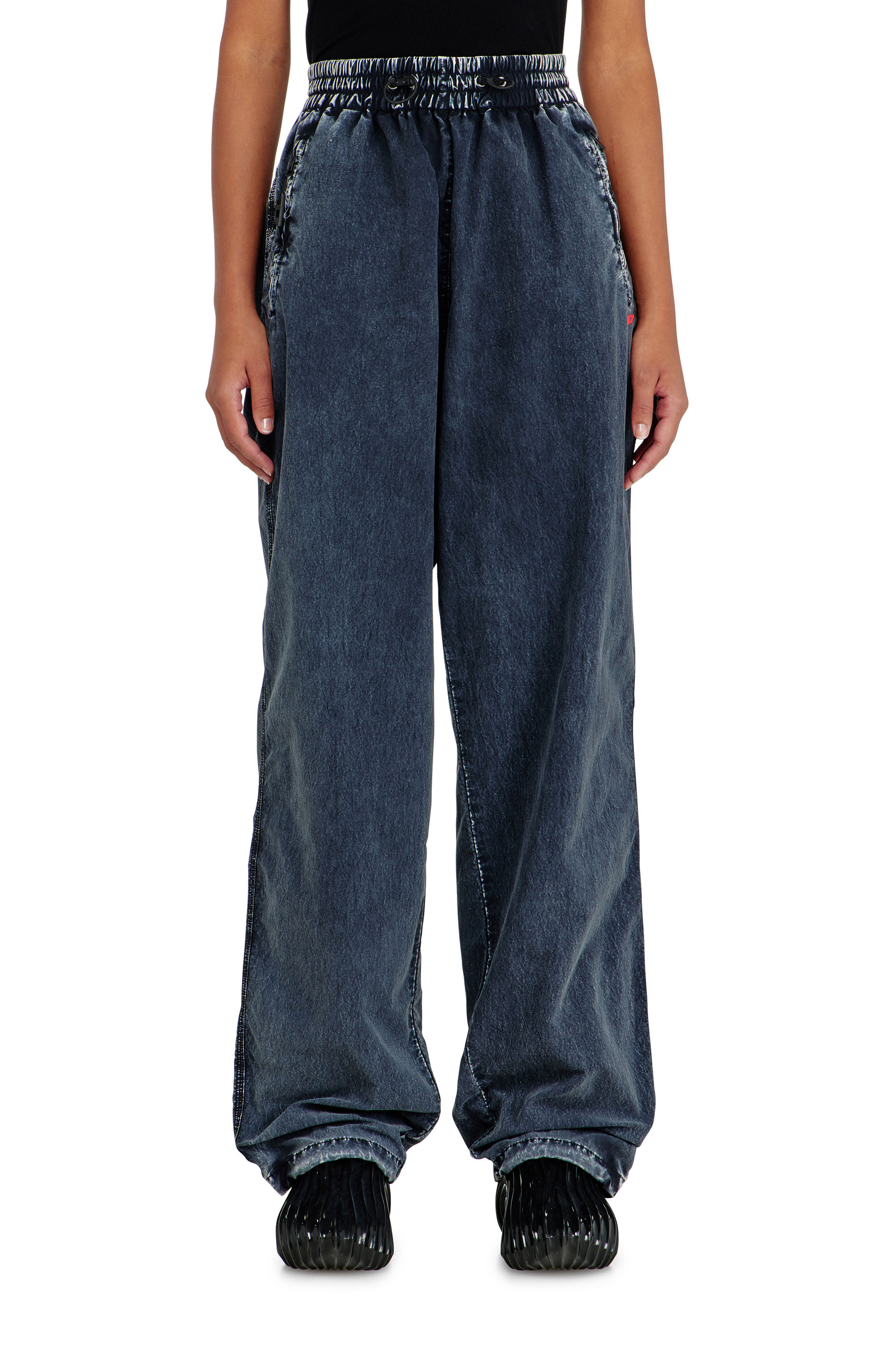 Diesel - P-APYRI, Acid-wash track pants en nylon taslan Mujer in Azul marino - 3