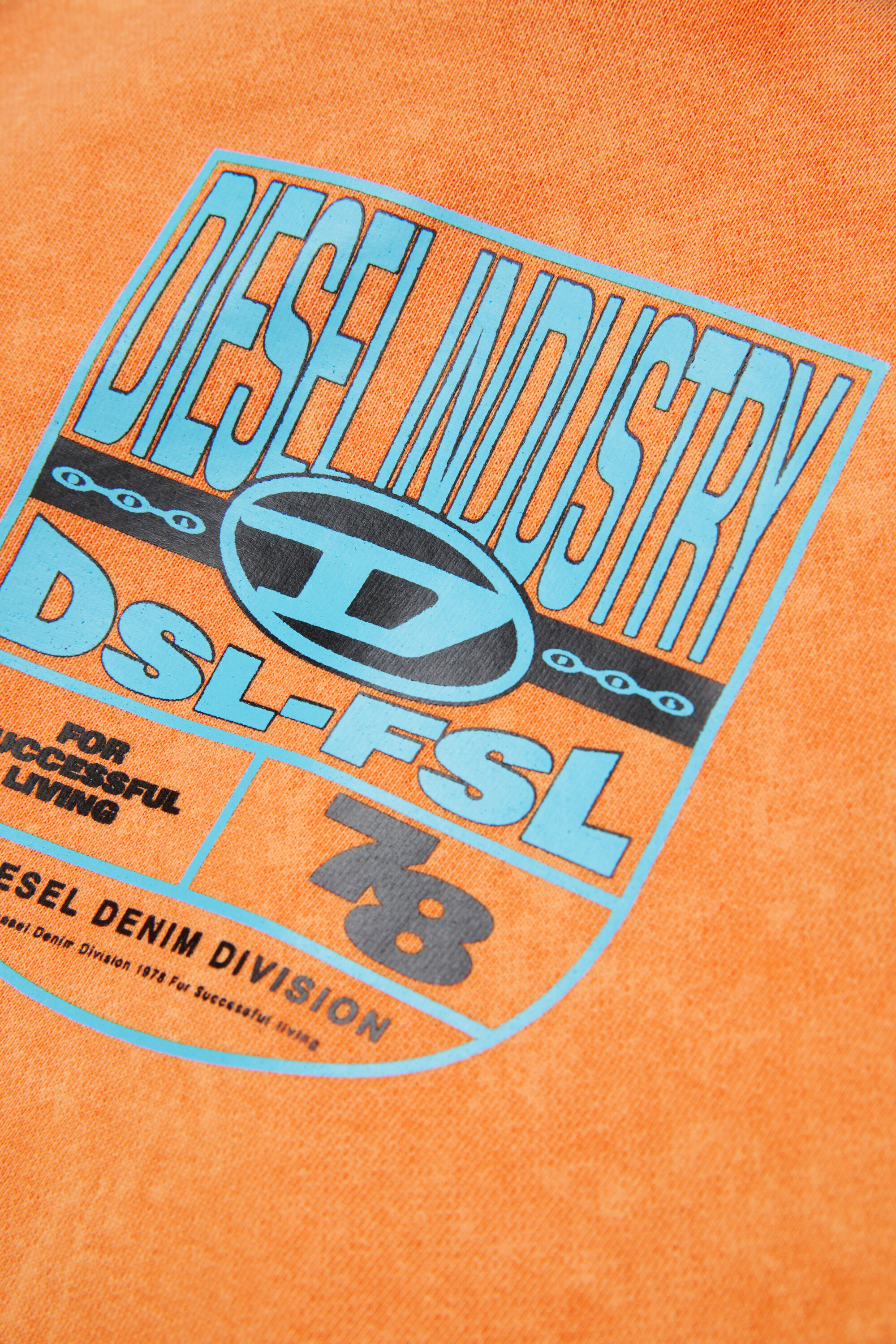 Diesel - SPRIDHOOD OVER, Sudadera con capucha marmoleada con gráfico del logotipo Hombre in Naranja - 4