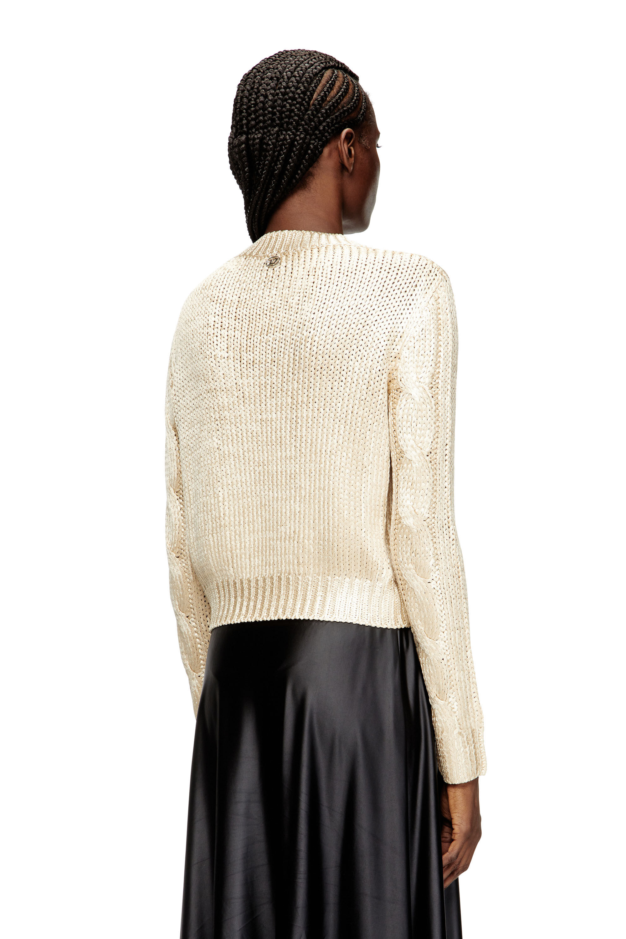 Diesel - M-MICCHA, Jersey de punto trenzado con efecto brillante Mujer in ToBeDefined - 4