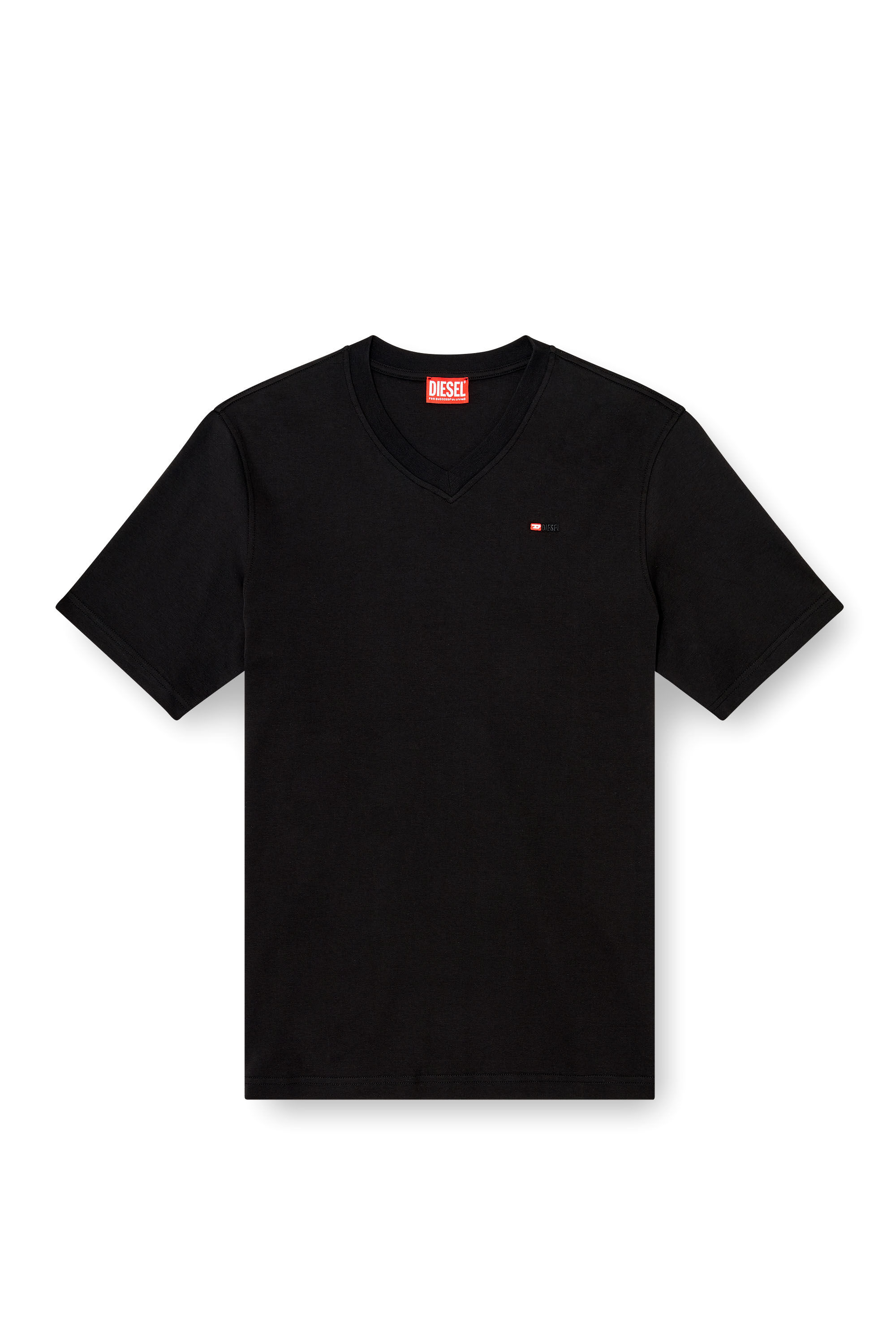 Diesel - T-ADJUST-V-MICRODIV, Camiseta de cuello de pico con microbordado de logo Hombre in Negro - 2