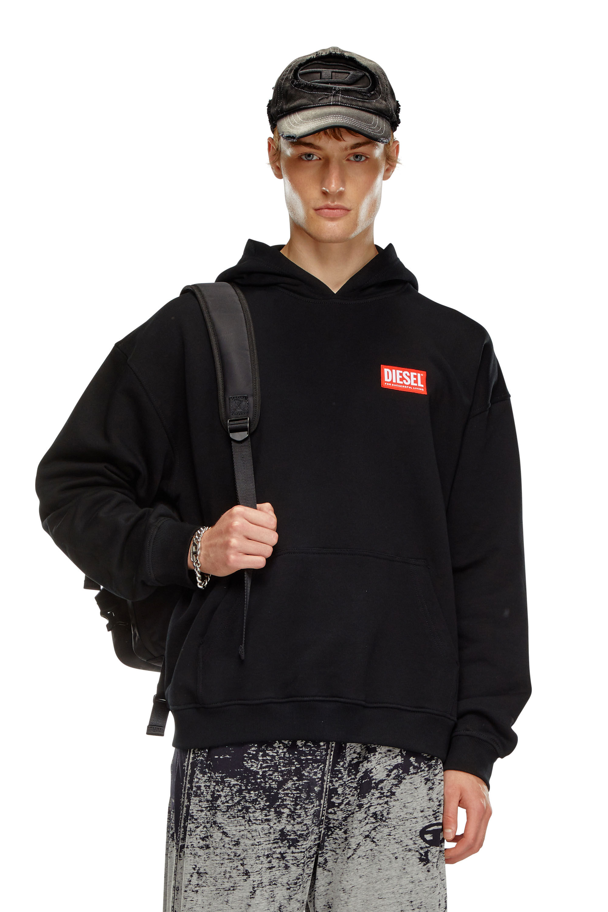 Men's Hoodie with Diesel label | Black | Diesel Men's Hoodie with Diesel label | Black | Diesel