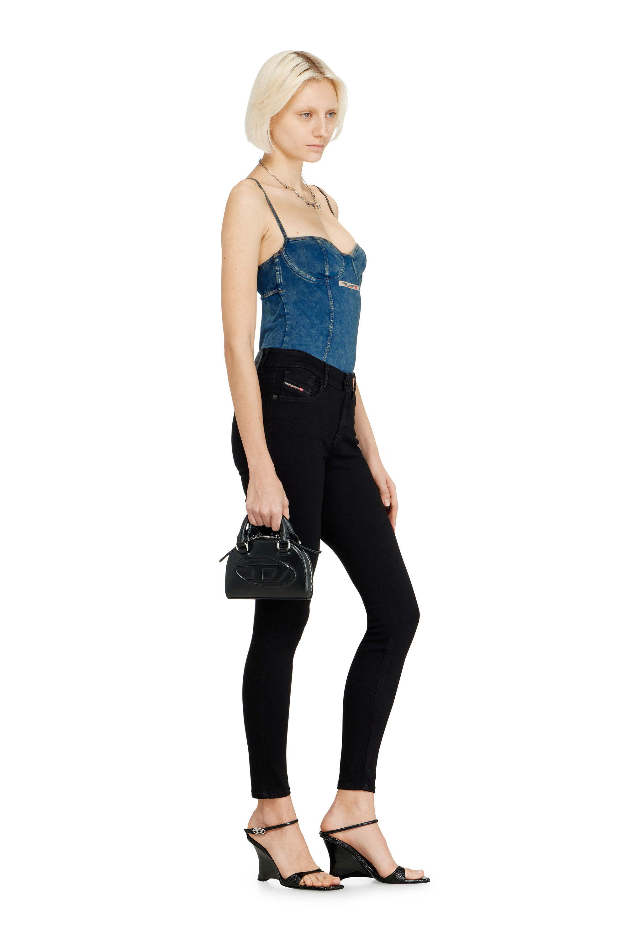 Diesel - Skinny Jeans 2017 Slandy 069EF Mujer, Negro/Gris oscuro - 2