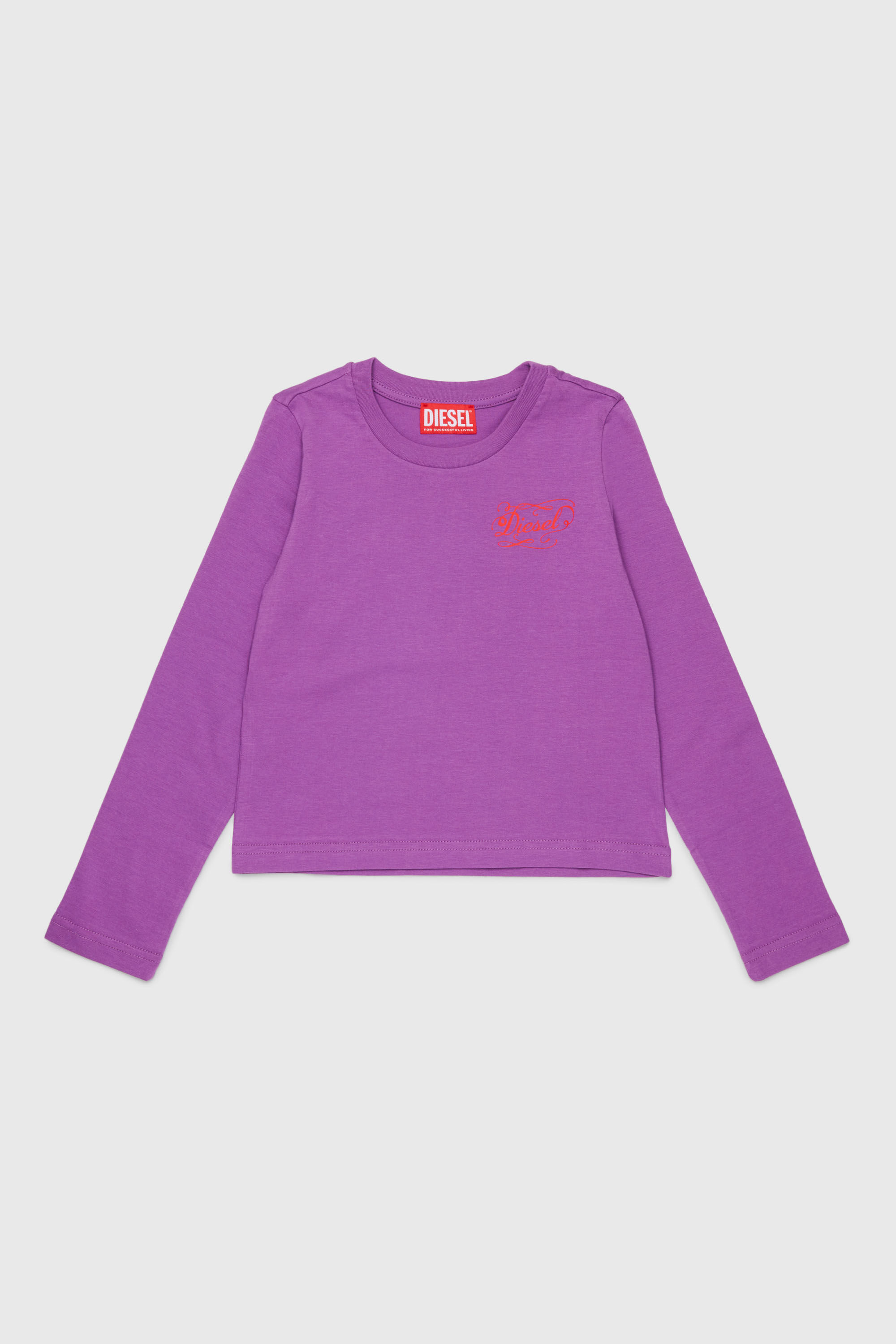 Diesel - TORSY, Camiseta de manga larga con estampado de logo divertido Mujer in Morado - 1