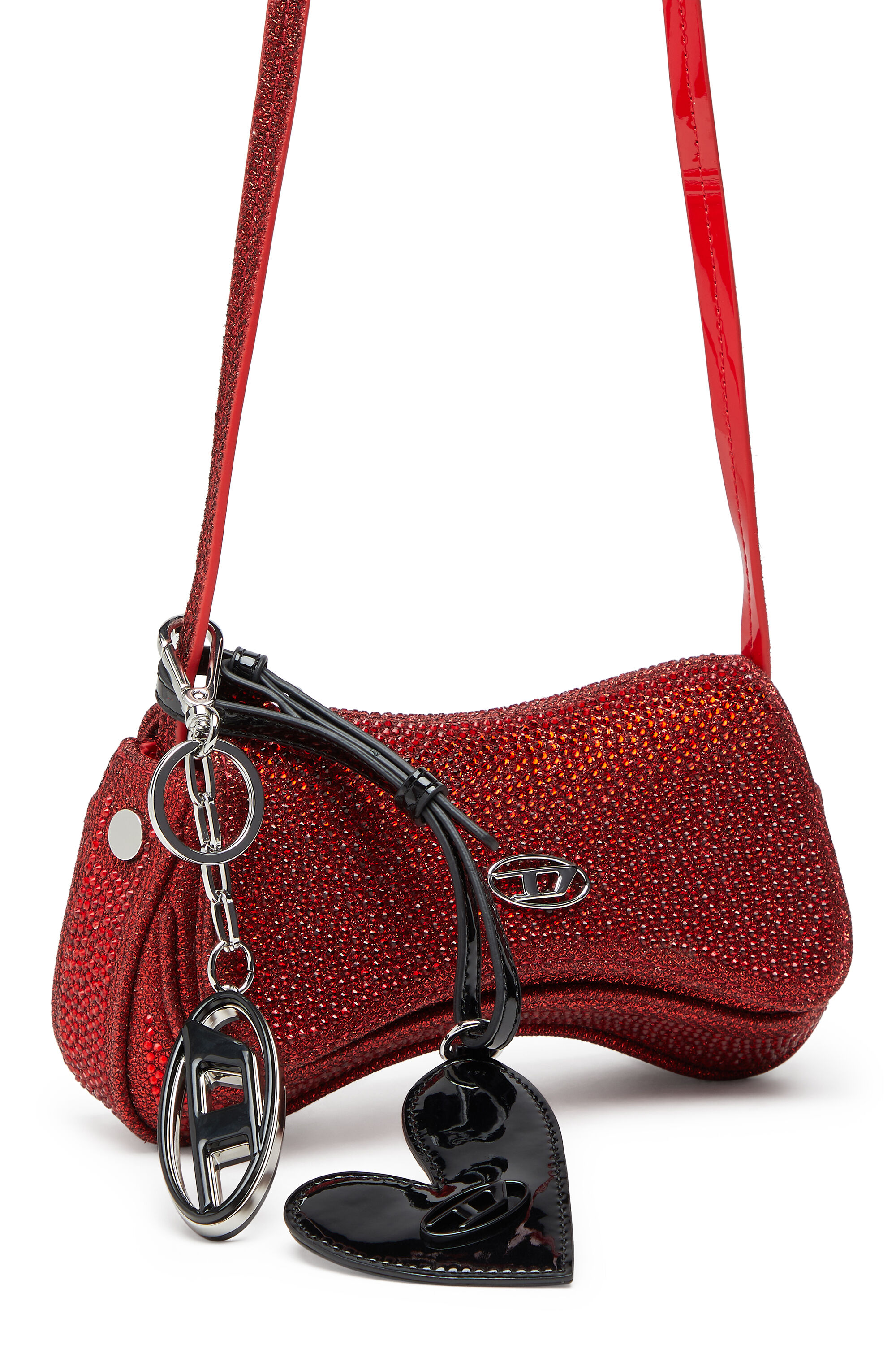 Diesel - PLAY CROSSBODY XS, Woman's Play-Small crossbody bag with crystal in Red - 6