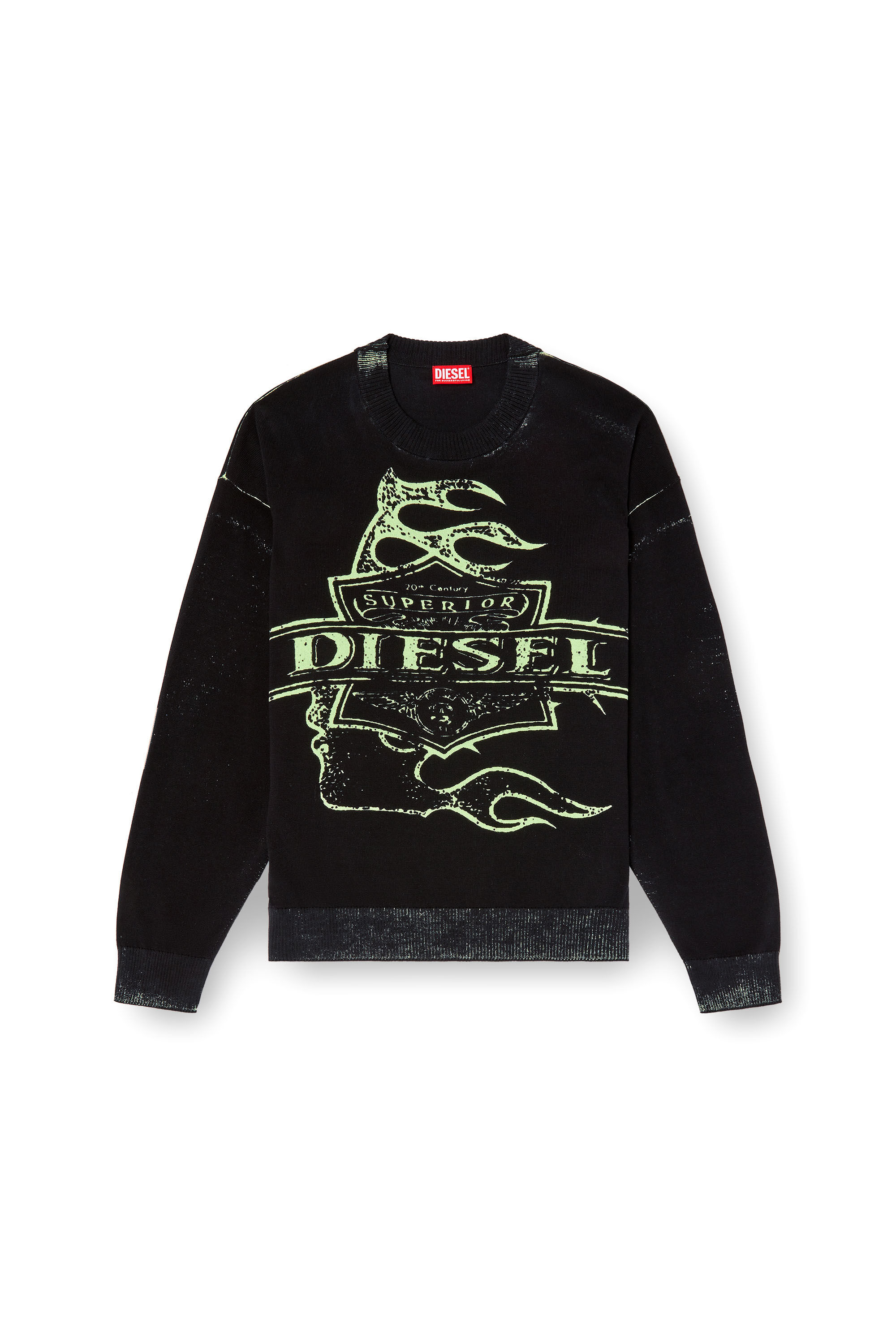 Diesel - K-BELEZ, Jersey con logotipo con estampado invertido Hombre in Negro - 2