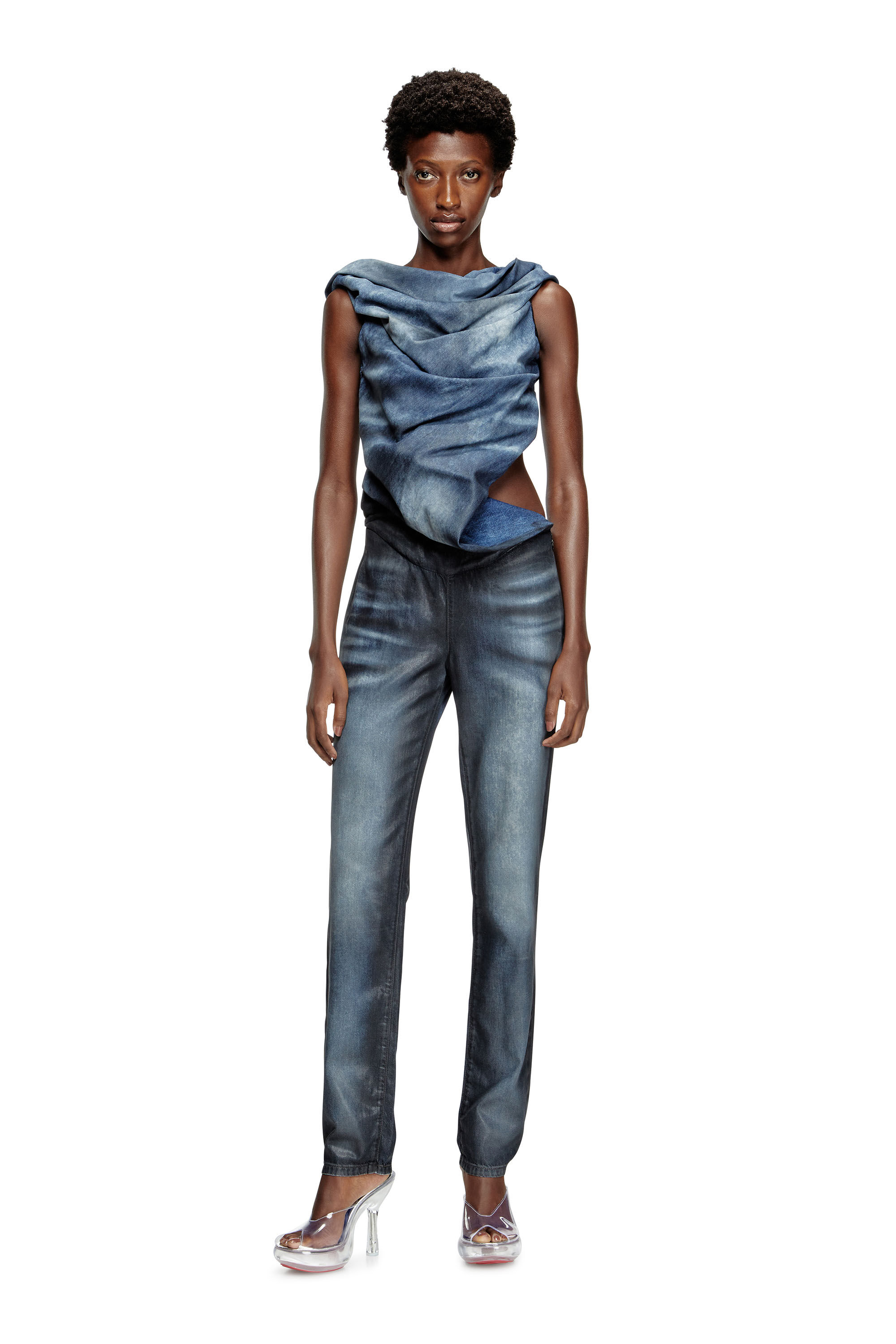Diesel - DE-CLODIA-FSG, Mono en tejido vaquero de Tencel con acabado brillante Mujer in Azul marino - 3