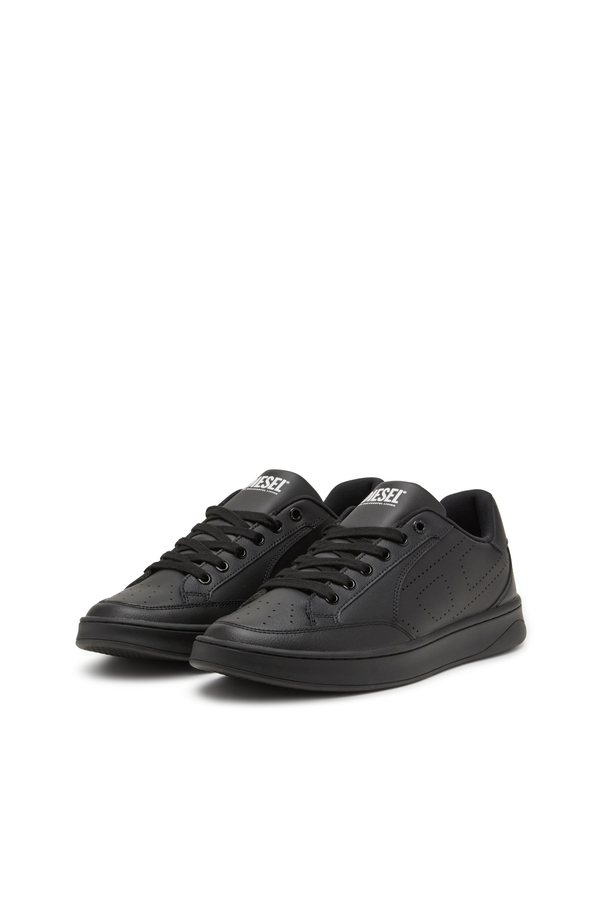 Diesel - S-DAKOTA LOW, S-Dakota-Deportivas de cuero con logotipo perforado Hombre in Negro - 8