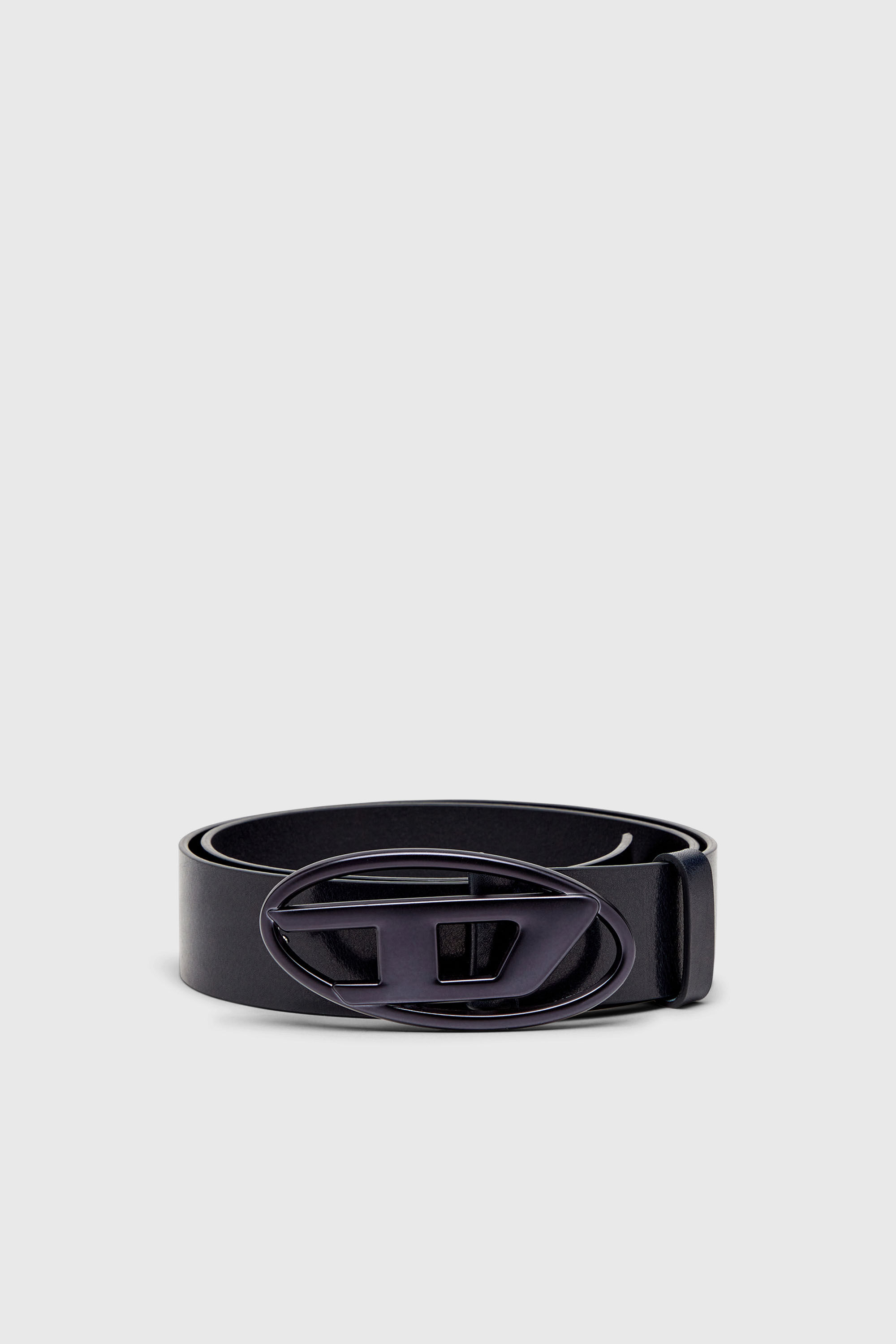 Diesel - B-1DR, Cintur&oacute;n 3.9 cm de cuero con hebilla met&aacute;lica Oval D Unisex in Azul marino - 1