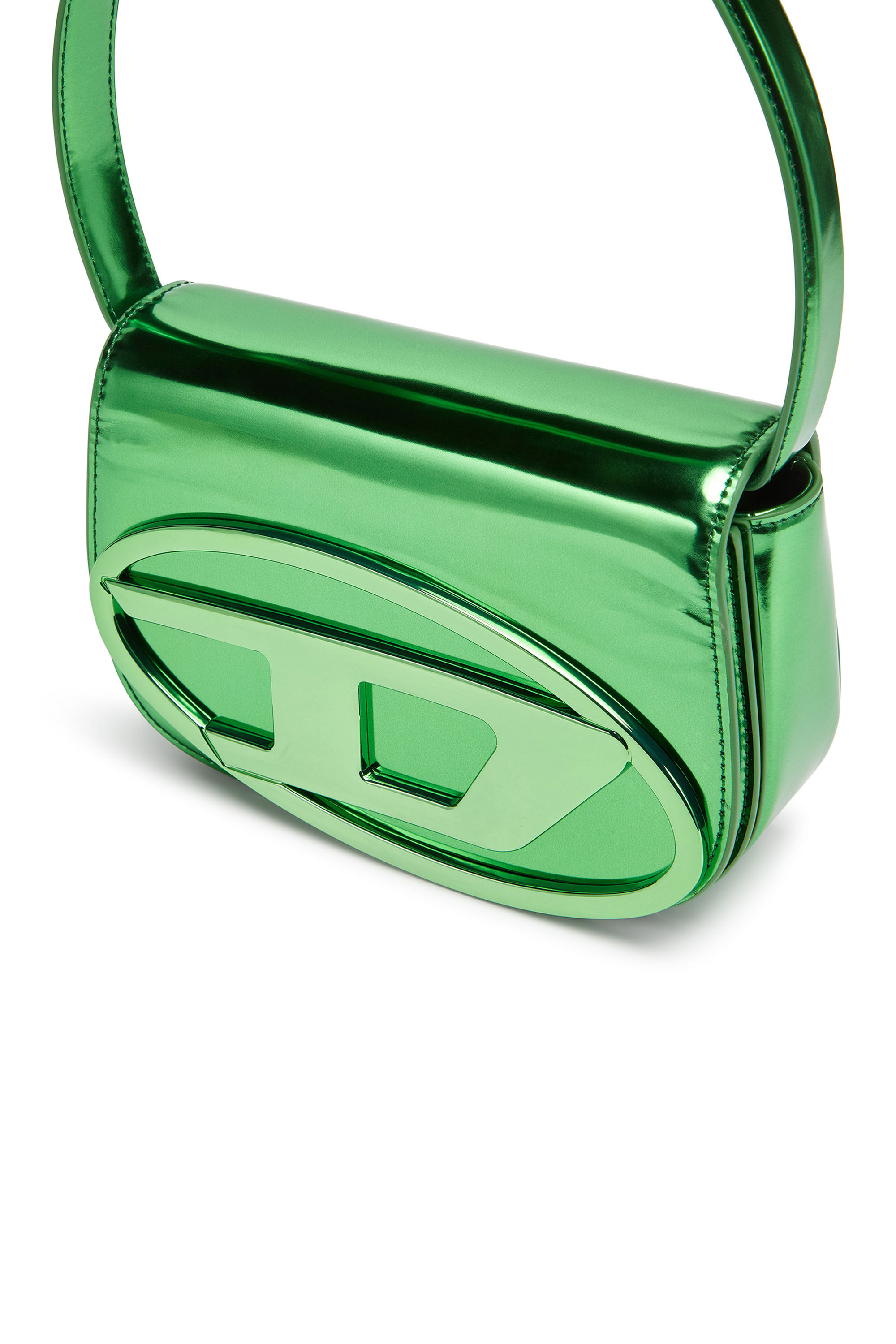 Diesel - 1DR, Woman 1DR-Iconic shoulder bag in mirrored leather in Green - Image 2