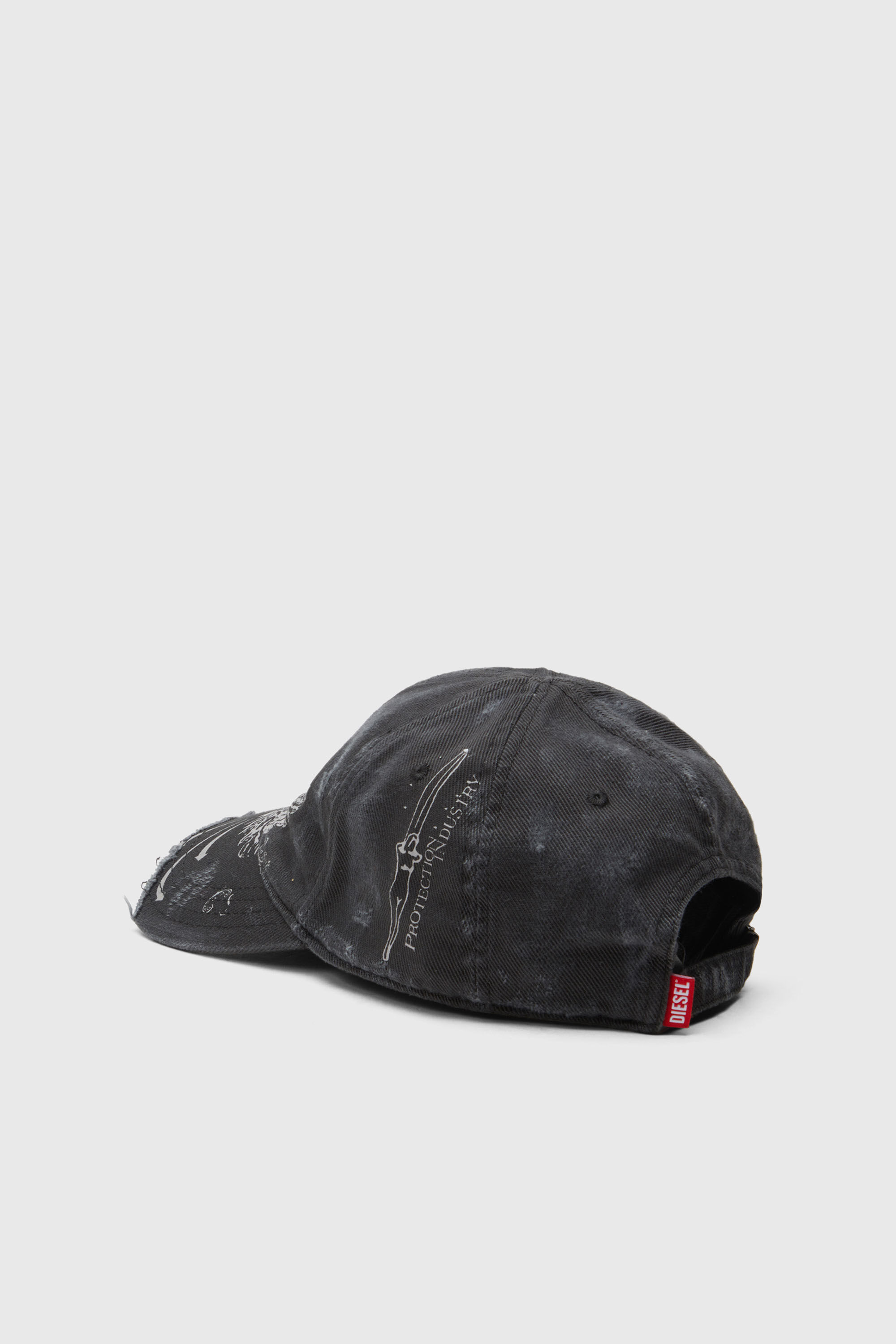 Diesel - C-FENIX, Gorra de b&eacute;isbol desgastada con estampado de Phoenix Hombre in Negro - 2