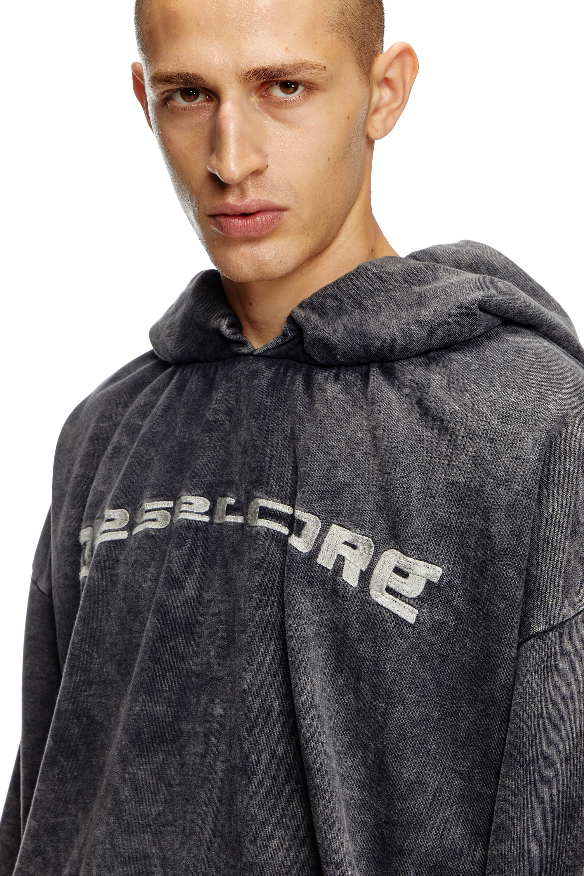 Diesel - S-FISHY, Sudadera con capucha con efecto denim Hombre in Negro - 5