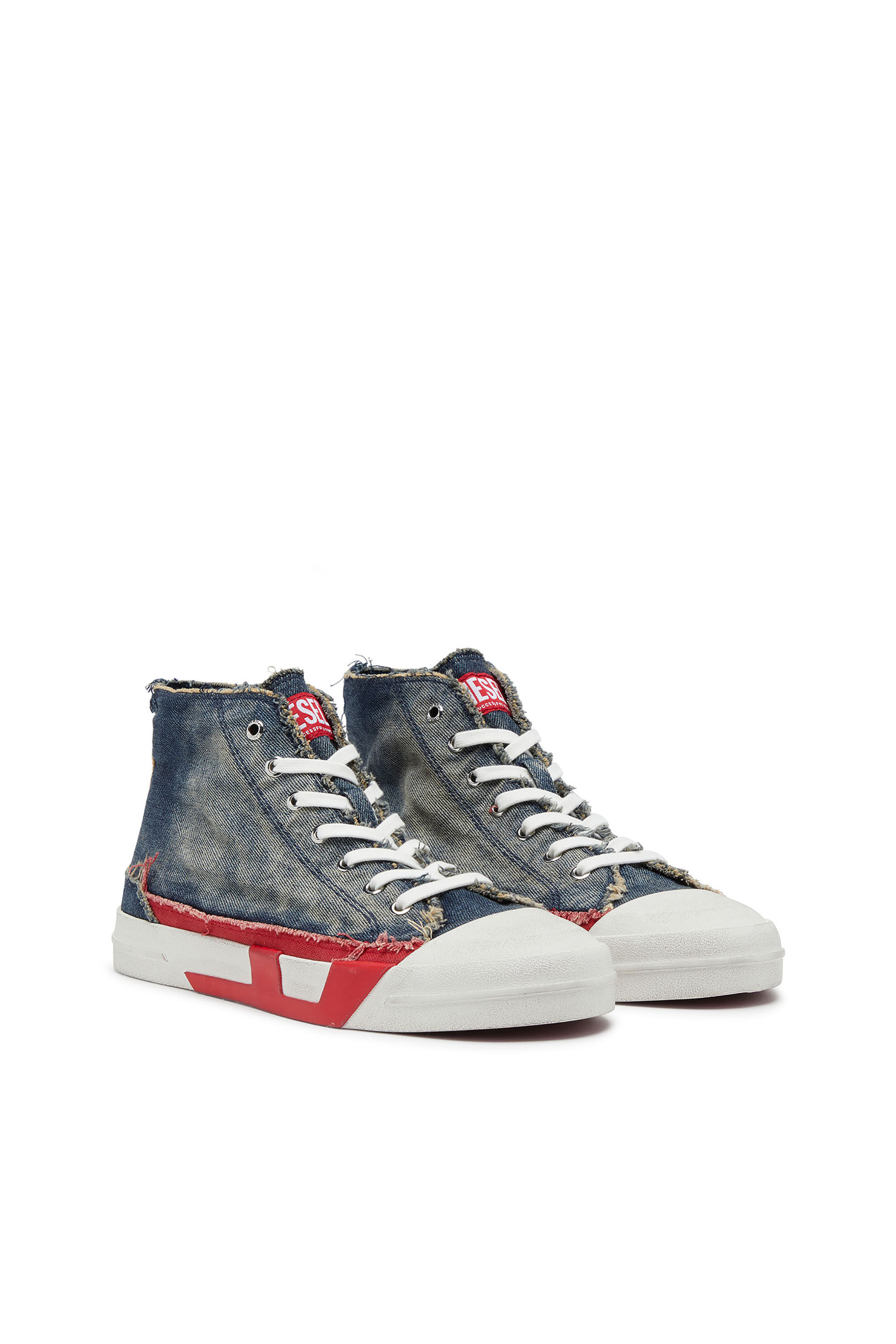 Diesel - S-D-VERSE MID II, D-Verse-Zapatillas de caña alta en denim con logo D Hombre in Azul marino - 2