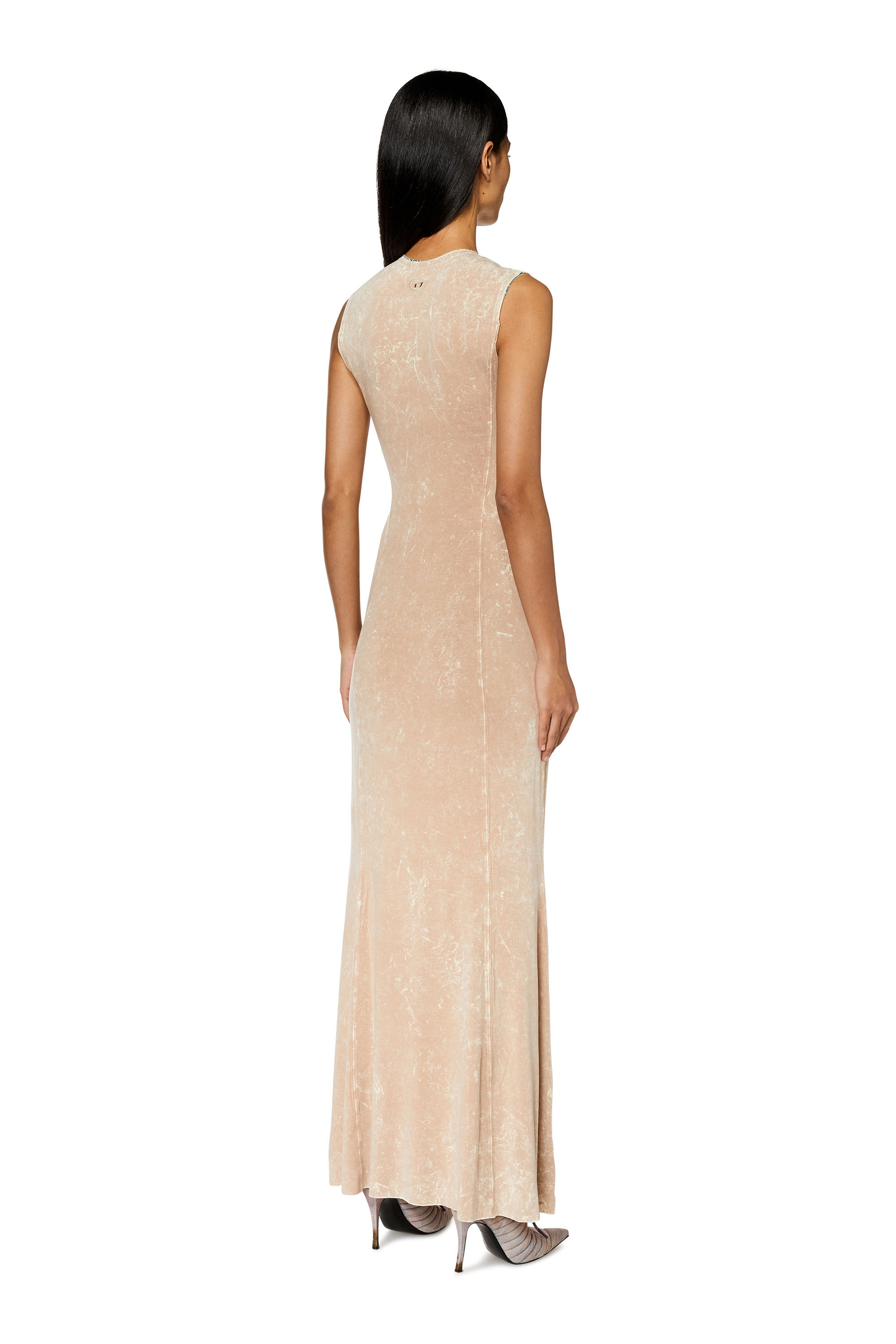 Diesel - D-TREATY, Vestido de doble capa con lavado marmolado Mujer in Beige - 3