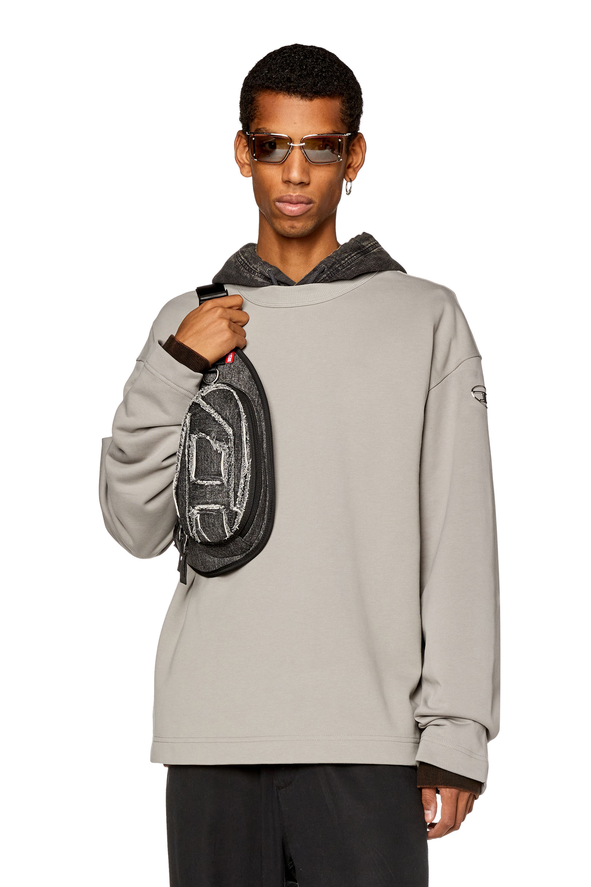 Diesel - S-MACSIS-OD, Man Oversized sweatshirt with metallic logo in Grey - Image 3