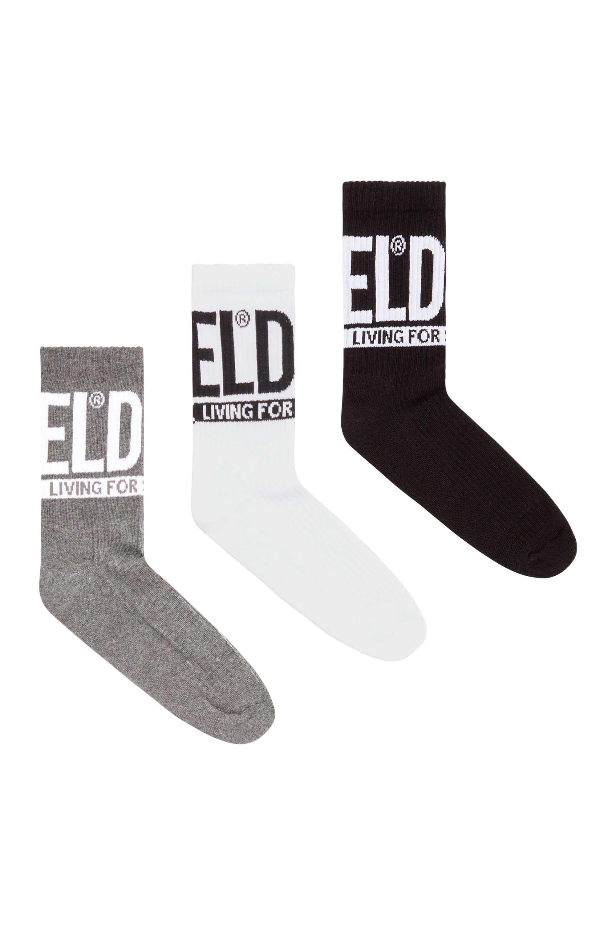 Diesel - SKM-WRAPAROUND-MID-CUT-CUSHIONED-SOCKS, Paquete de 3 calcetines con logotipo Diesel Hombre in ToBeDefined - 1