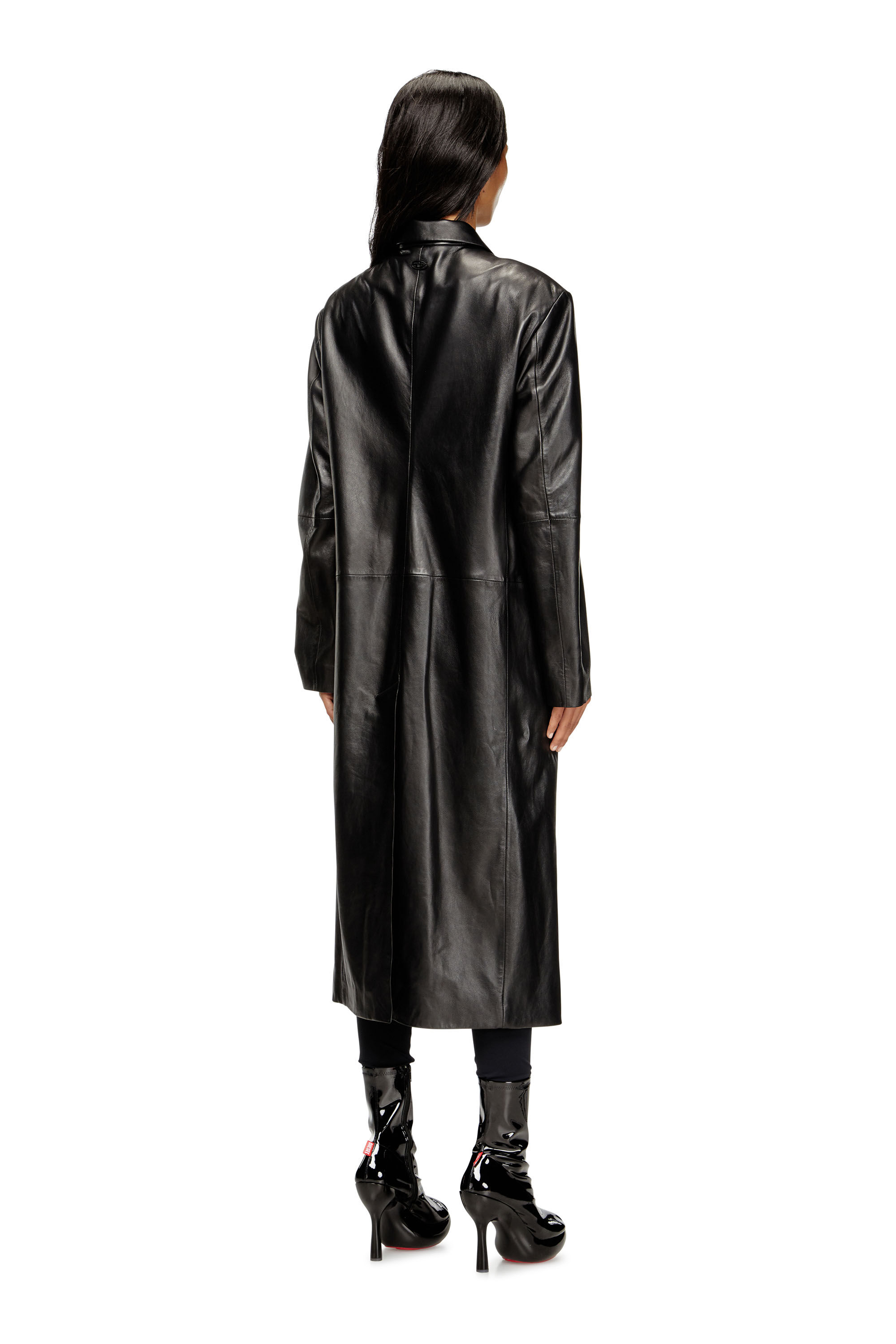 Diesel - L-ANCELOT, Abrigo largo de cuero acolchado Mujer in Negro - 4