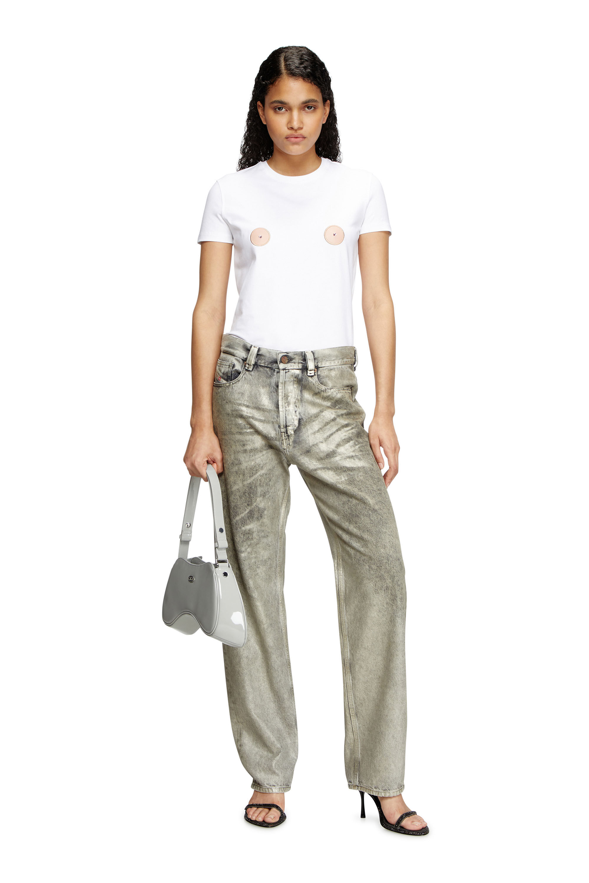 Diesel - T-SLAX-Q1, Camiseta con parches con efecto de pezones Mujer in Blanco - 1