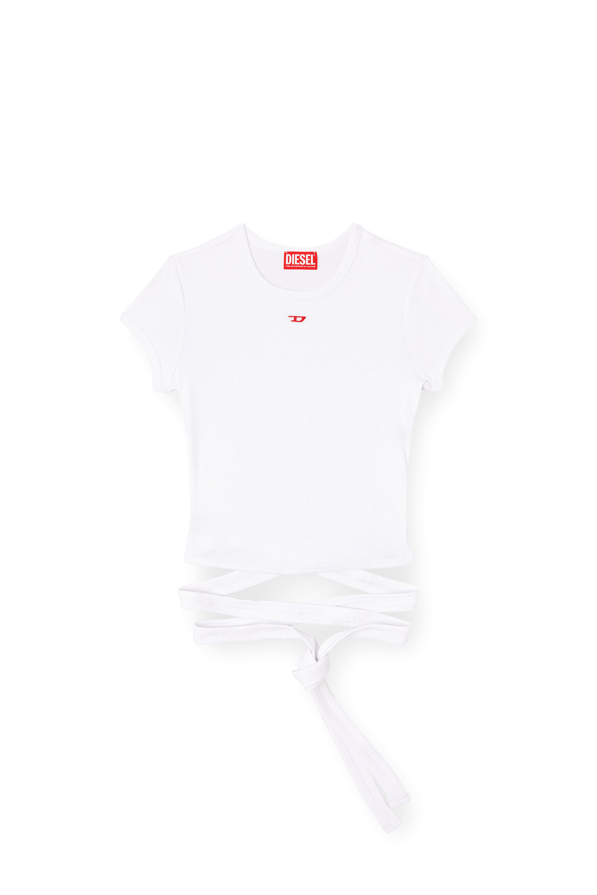 Diesel - T-BUNNY-TAIL, Camiseta con lazos cruzados Mujer in Blanco - 2