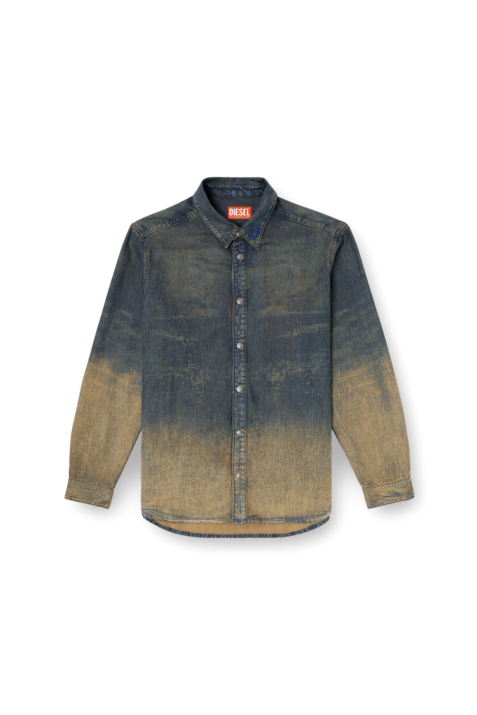 Diesel - D-SIMPLY-S8, Camisa de denim degradado fluido Hombre in Azul marino - 2