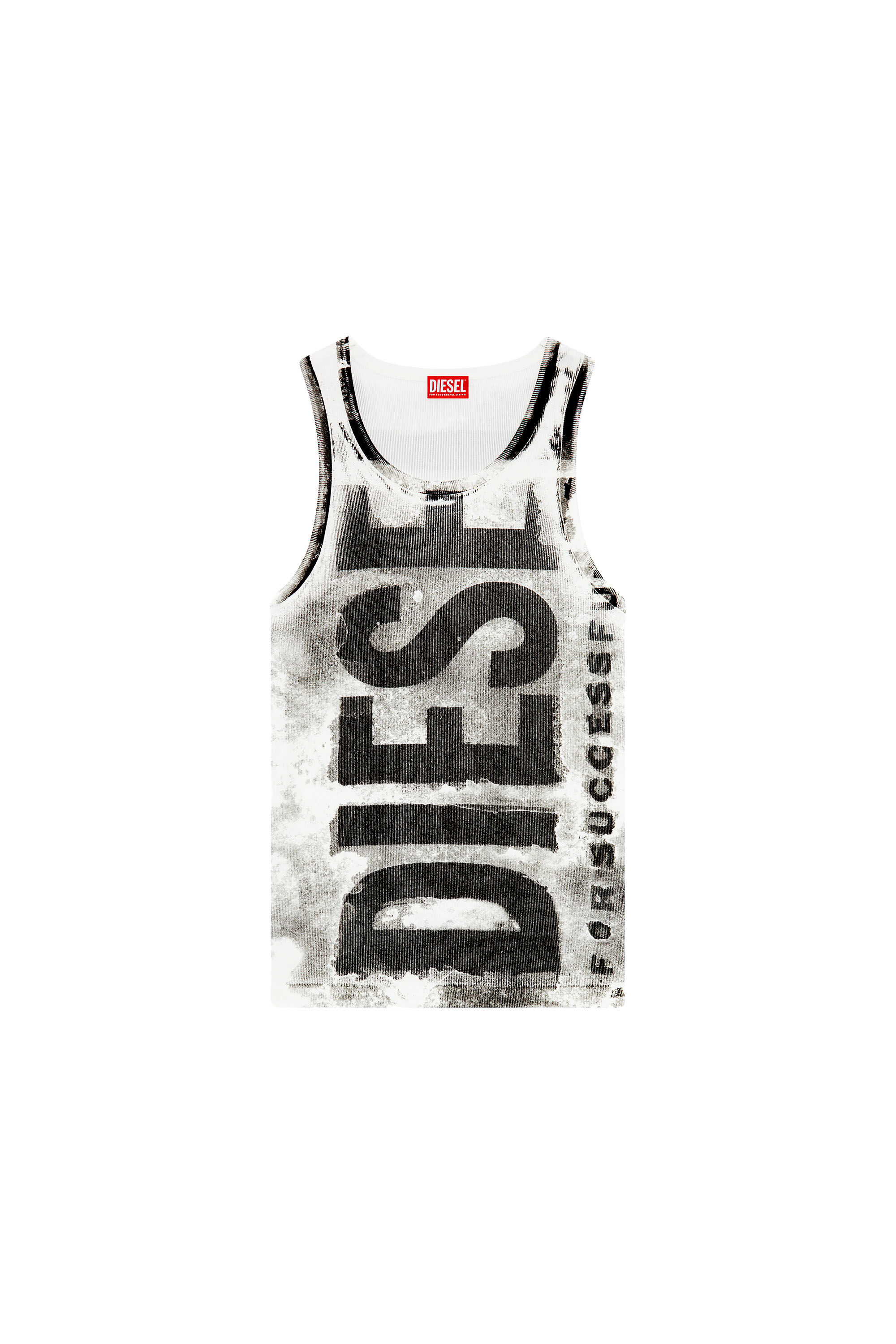 Diesel - T-LIFT-BISC, Man's Tank top with maxi bleeding logos in Black/Grey - 1