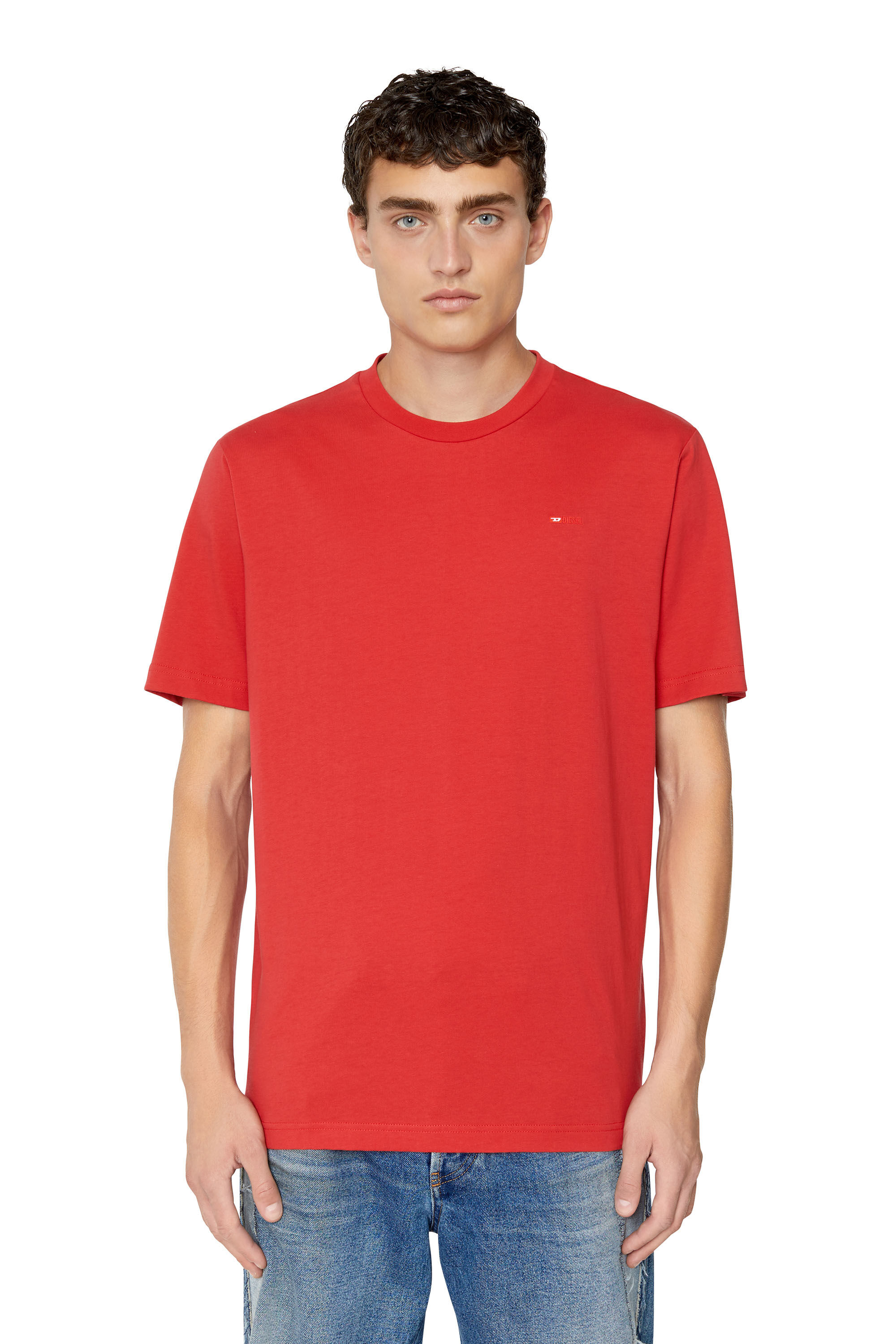 Diesel - T-JUST-MICRODIV, Man T-shirt with micro-embroidered logo in Red - Image 3