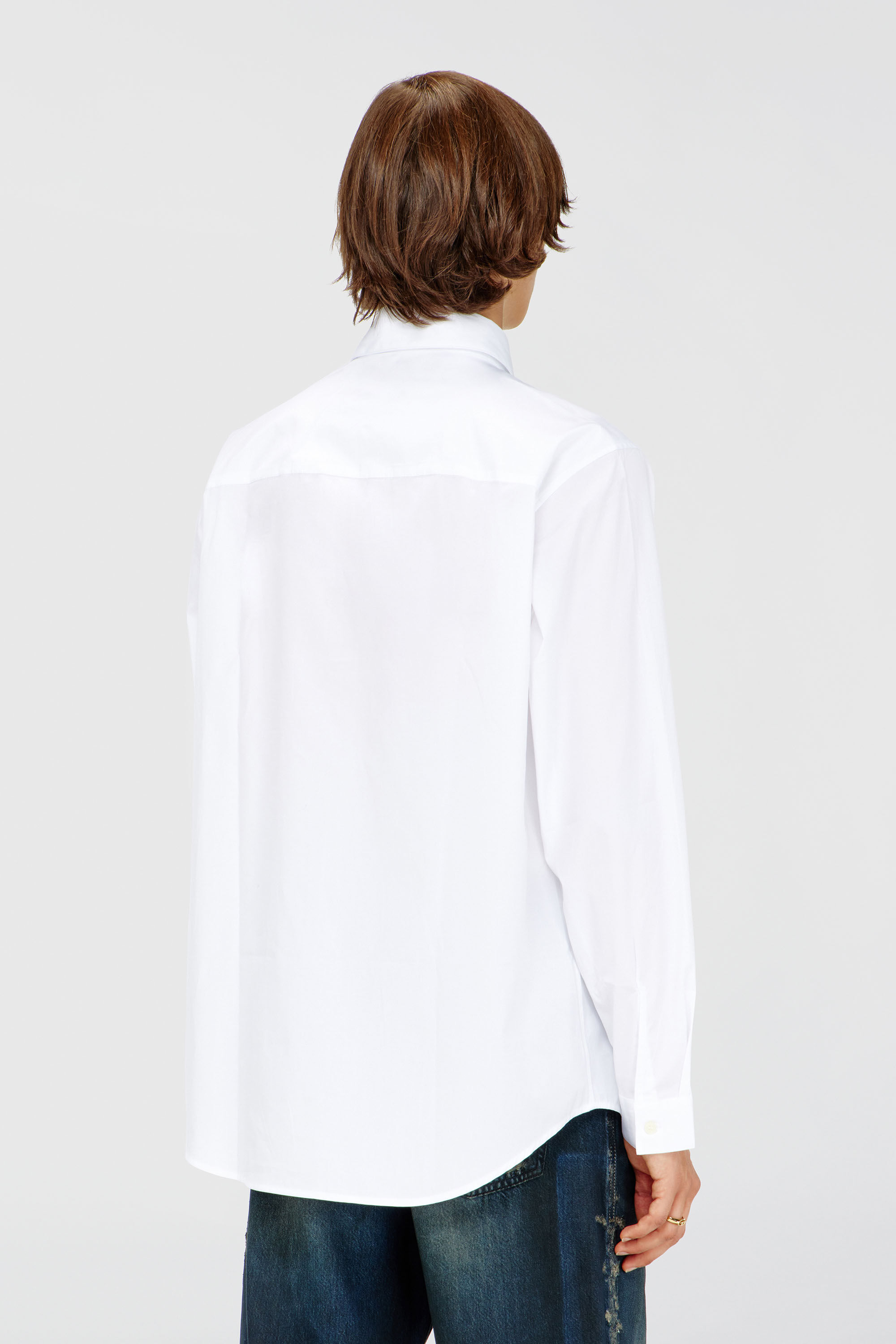 Diesel - S-SIMPLY-GSBH, Camisa de popelina el&aacute;stica con bordado Hombre in Blanco - 4