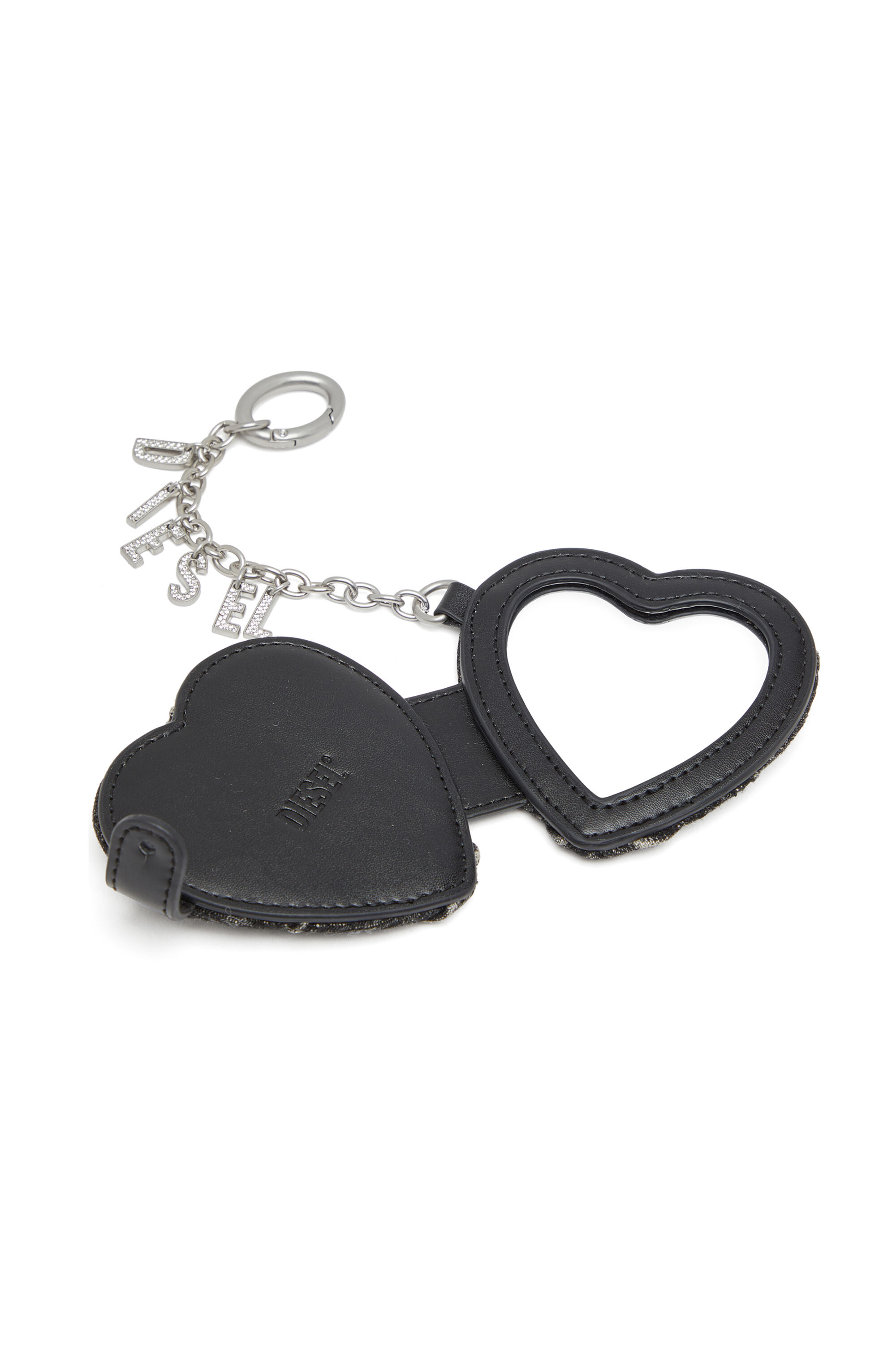 Diesel - CHARM-D MIRROR, Colgante en forma de espejo en denim acolchado con motivo argyle Mujer in Negro - 3