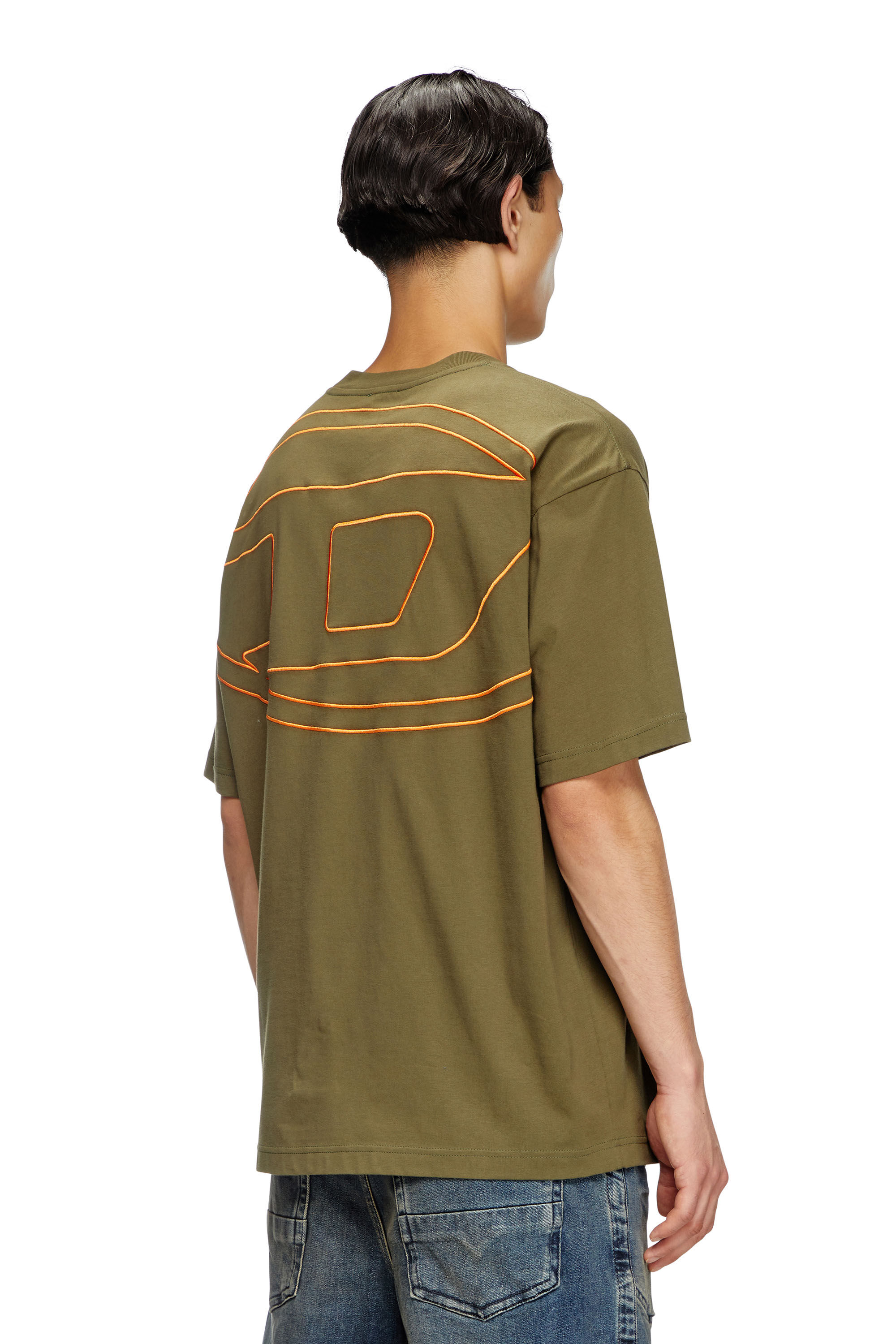 Diesel - T-BOGGY-MEGOVAL-D, Camiseta con bordado oval D grande Hombre in Verde - 4