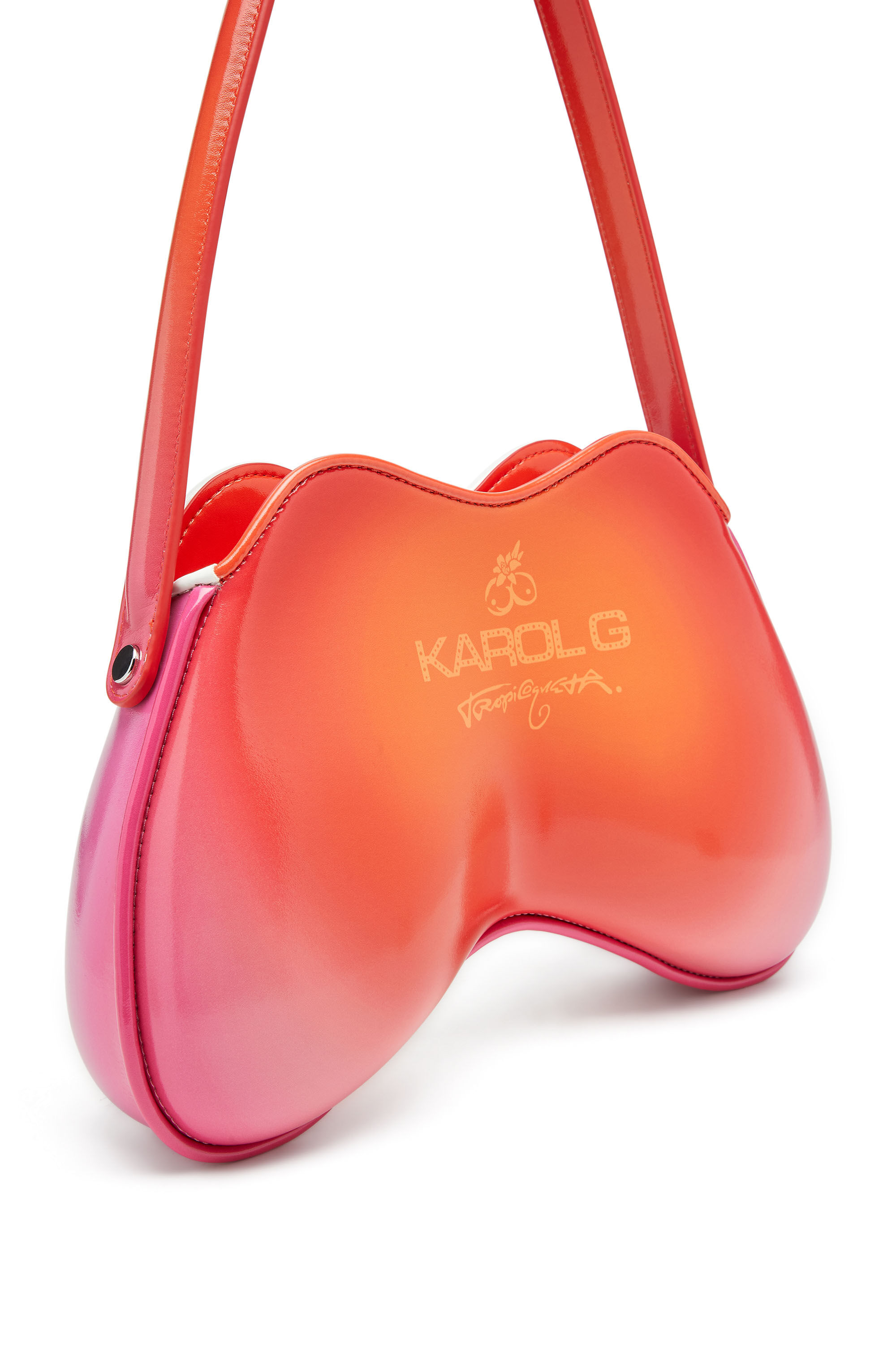 Diesel - K.G. DOUBLE-D SHOULDER, Double-D-Bolso de hombro brillante con estampado de loto Mujer in Blanco - 5