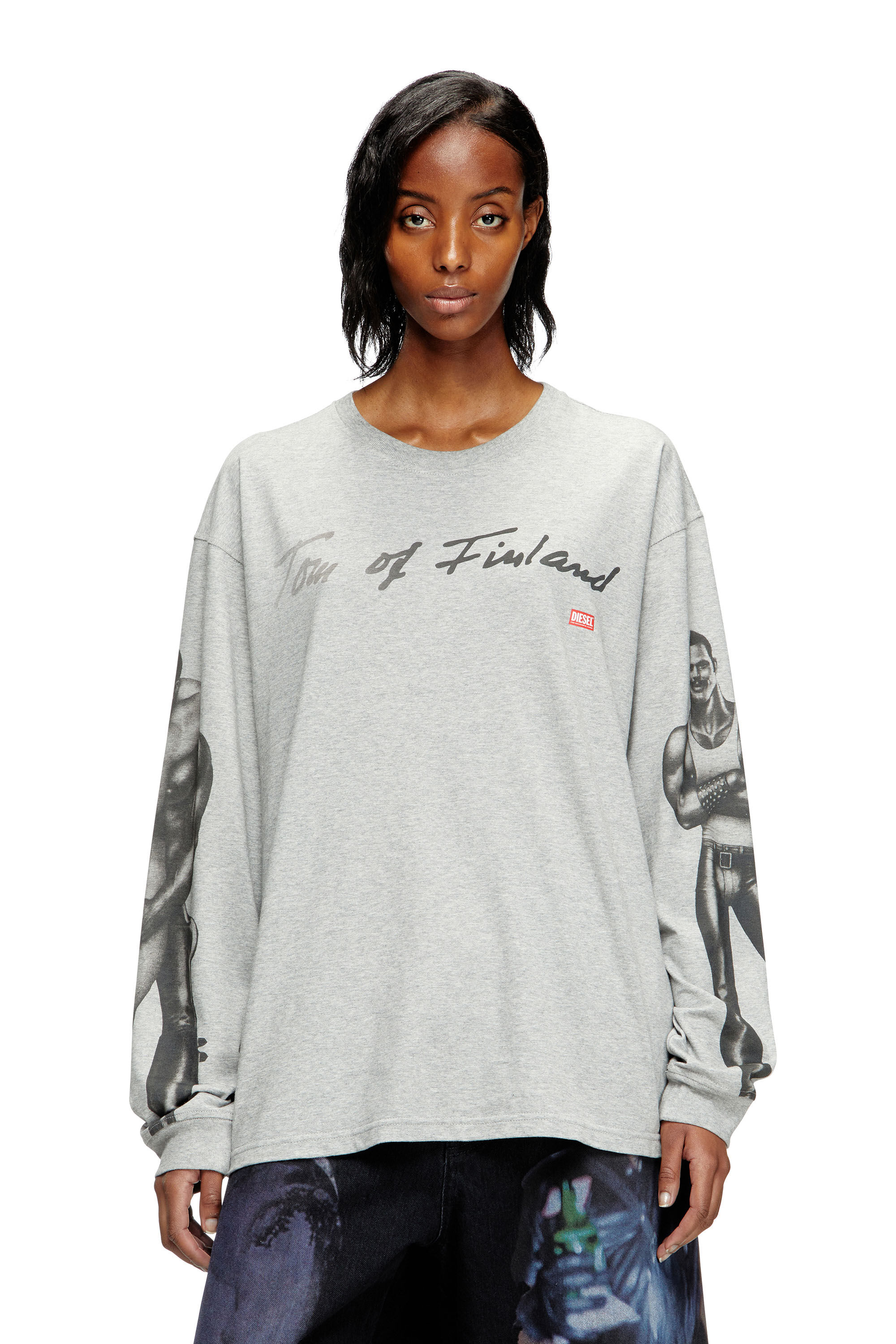 Diesel - PR-T-BOXT-LS-TOM25, Camiseta de manga larga con estampado gráfico Unisex in Gris - 5