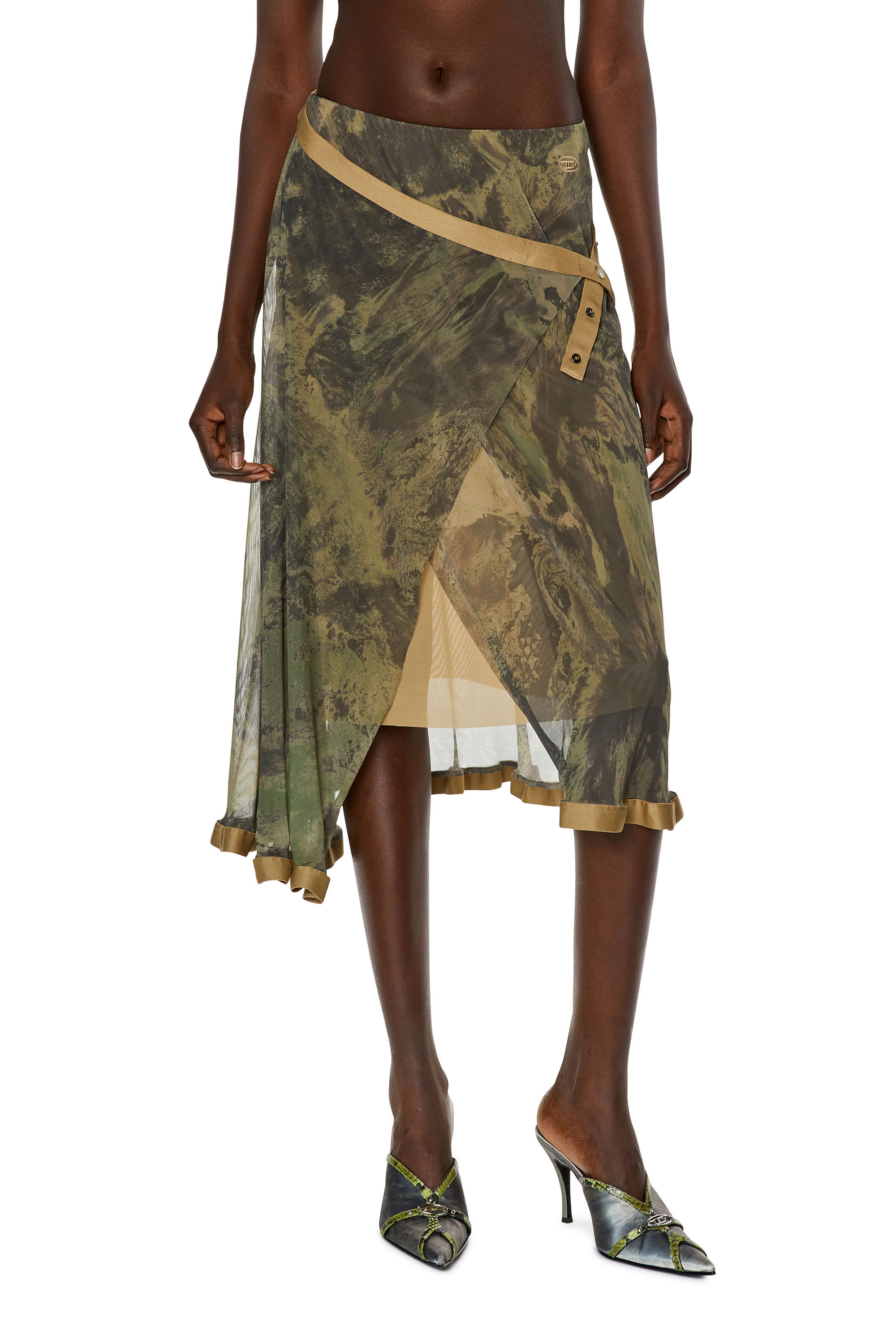Diesel - O-RAY, Falda envolvente de tul Planet Mujer in Verde - 3