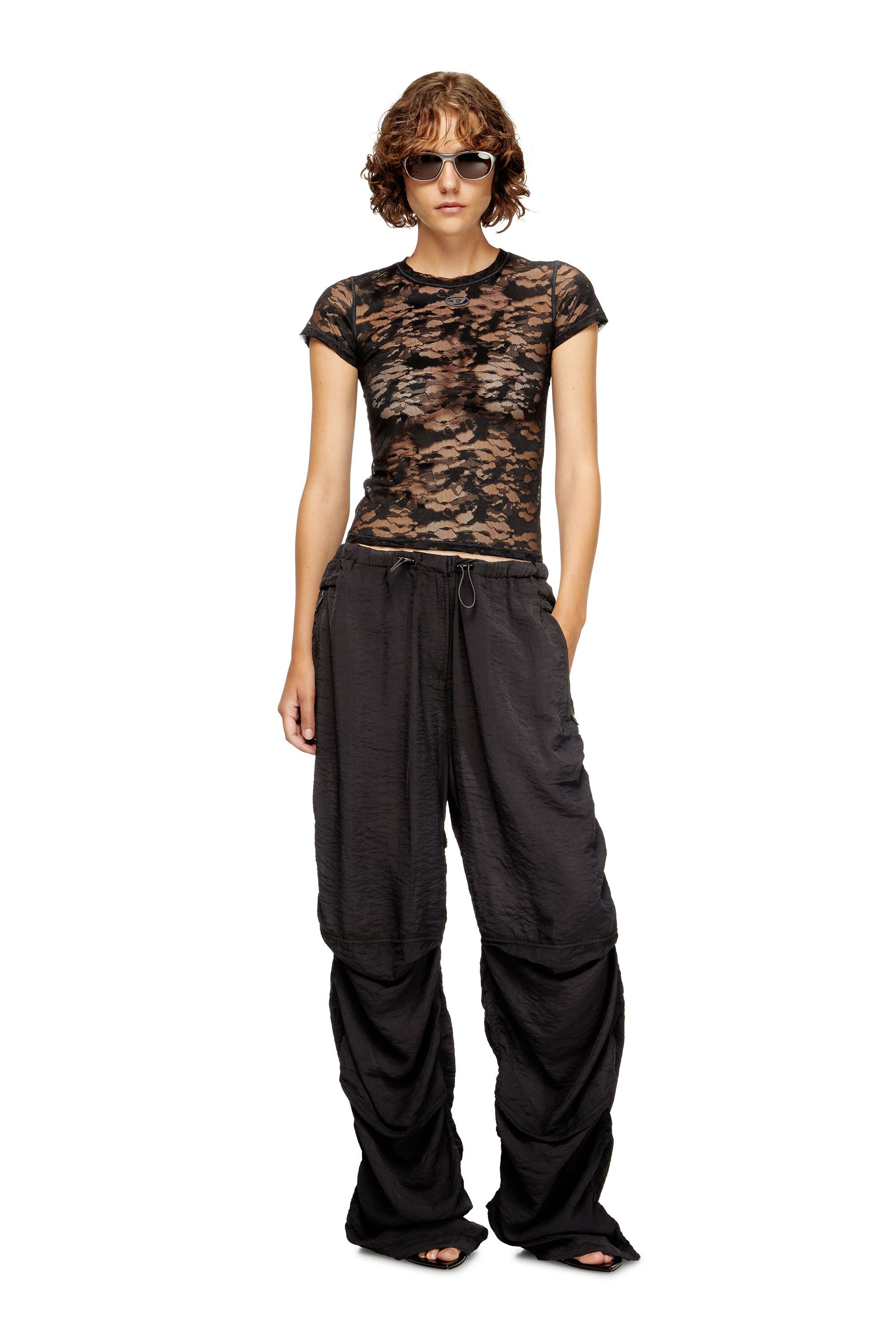 Diesel - KASIA-UTLT, Camiseta de encaje camuflado Mujer in Negro - 6