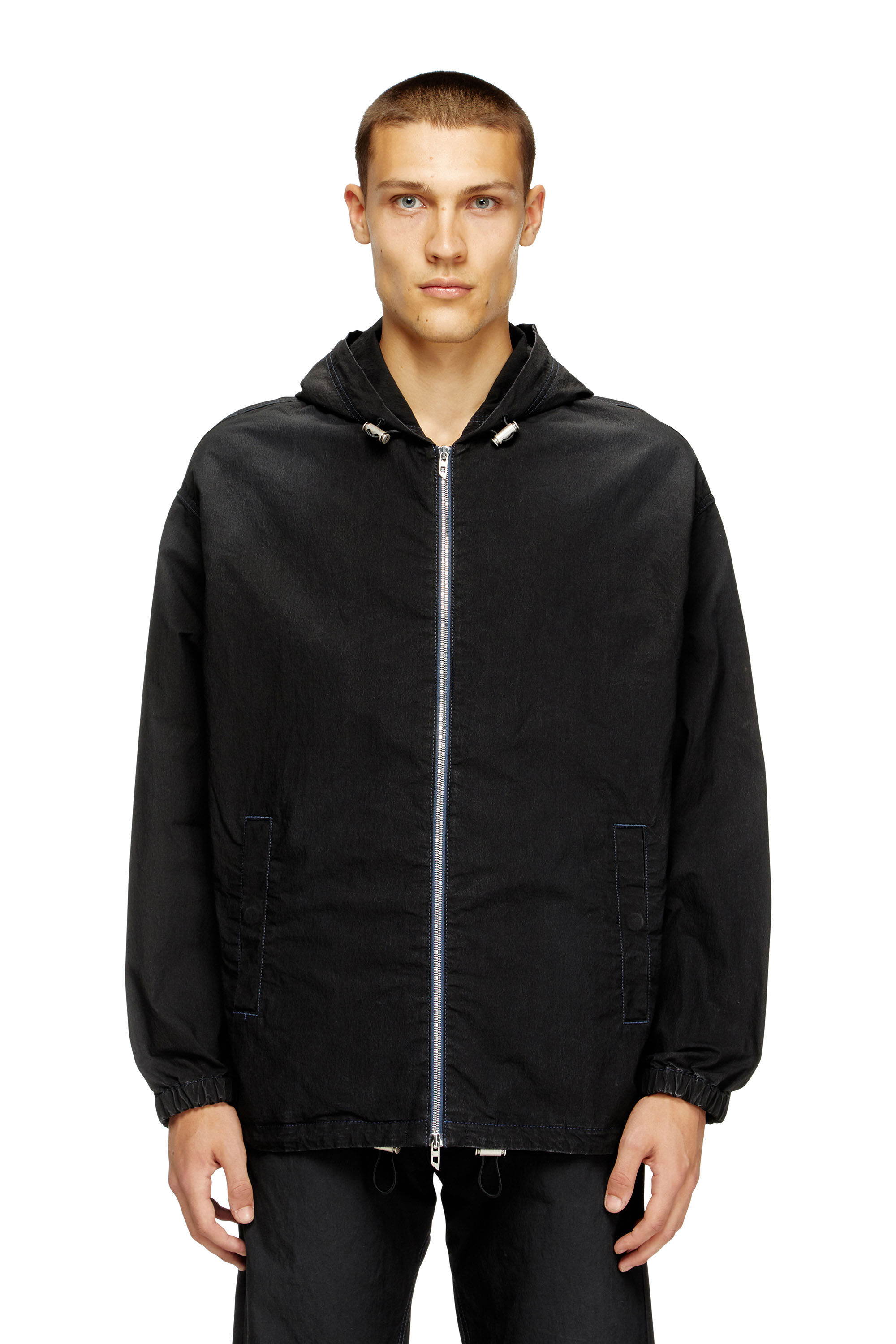 Diesel - D-WYNNY JOGG, Chaqueta de tejido técnico JoggJeans con capucha Hombre in Negro - 2