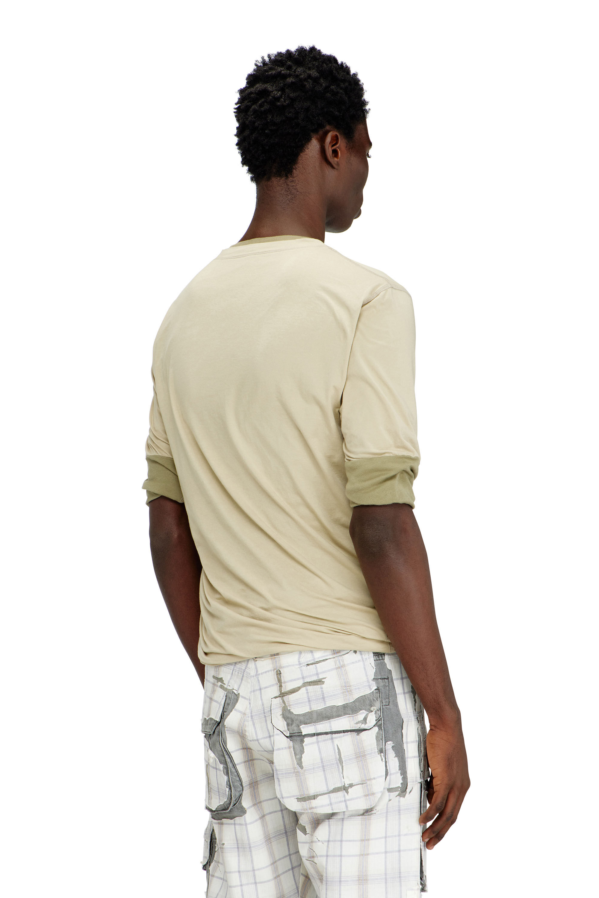 Diesel - T-MOODY-PLAIN, Top de doble capa retorcido Hombre in Verde - 4