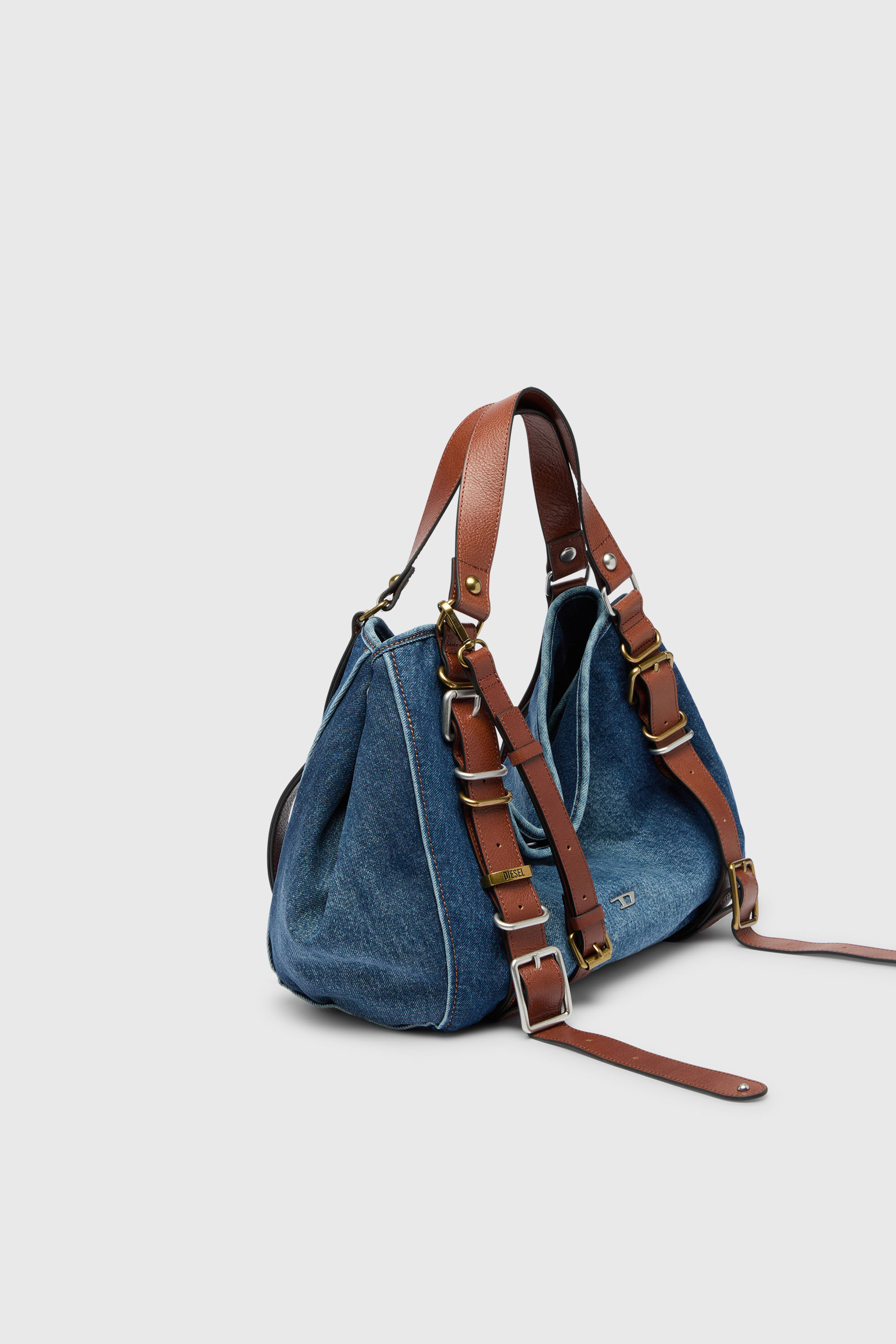 Diesel - D-ONE TOPHANDLE M, D-One-Medium bolso de mano en denim y piel Mujer in Azul marino - 4