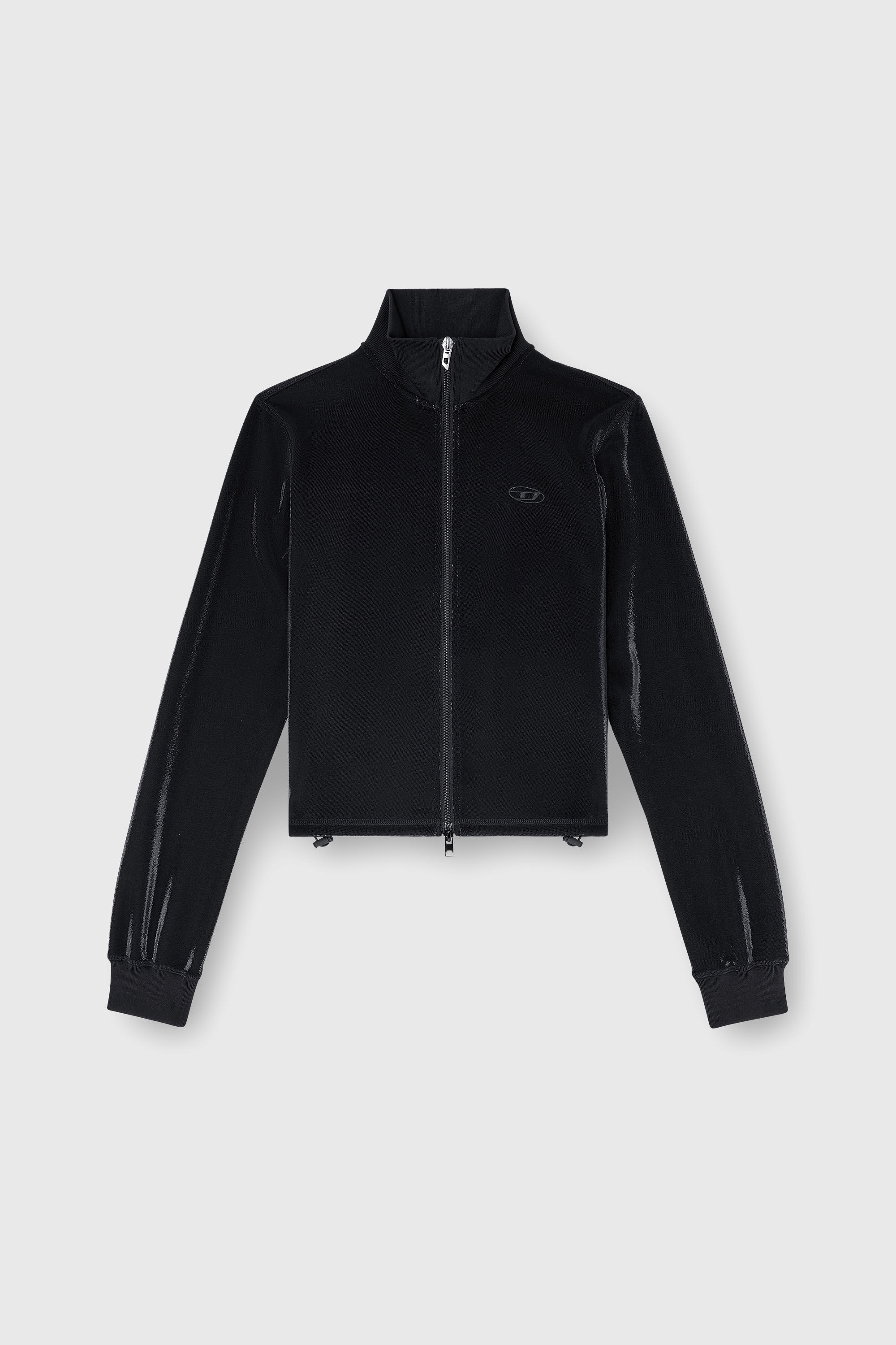 Diesel - F-ROSY, Sudadera con cremallera y efecto piqu&eacute; brillante Mujer in Negro - 2