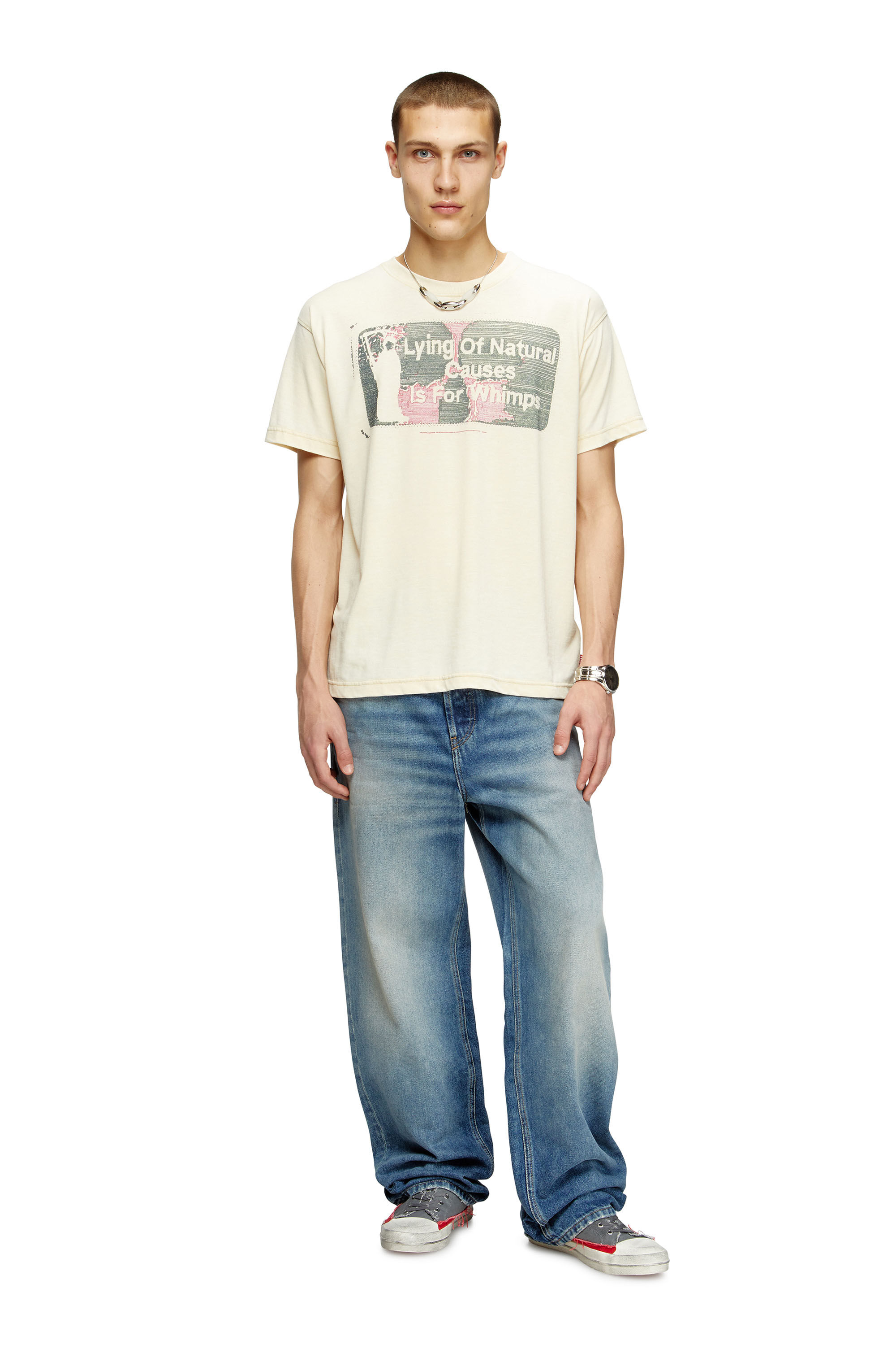 Diesel - T-NORM-T2, Camiseta con lavado burnout Hombre in Beige - 1