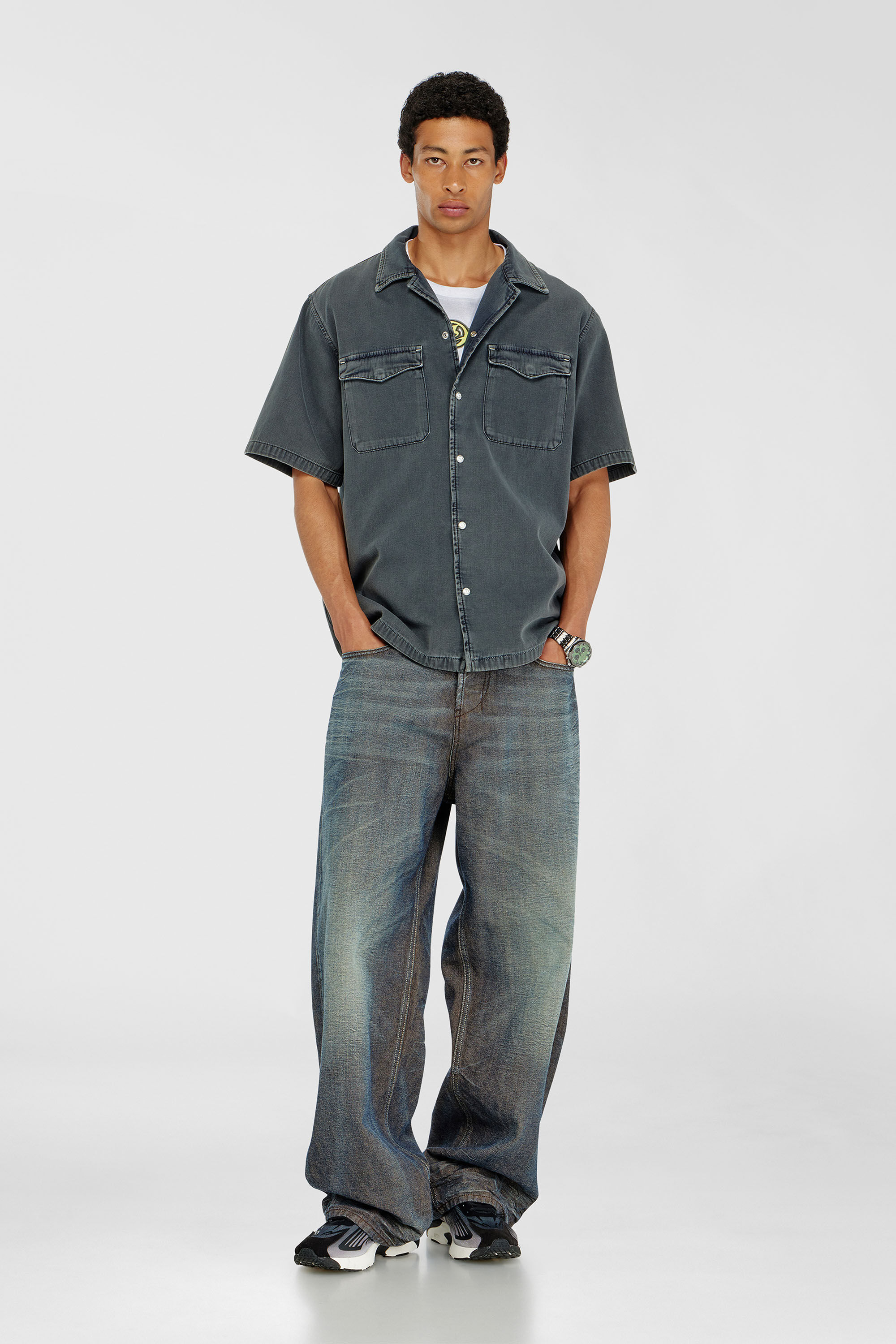 Diesel - D-NABIL-P, Camisa bowling de denim de color Hombre in Gris - 1