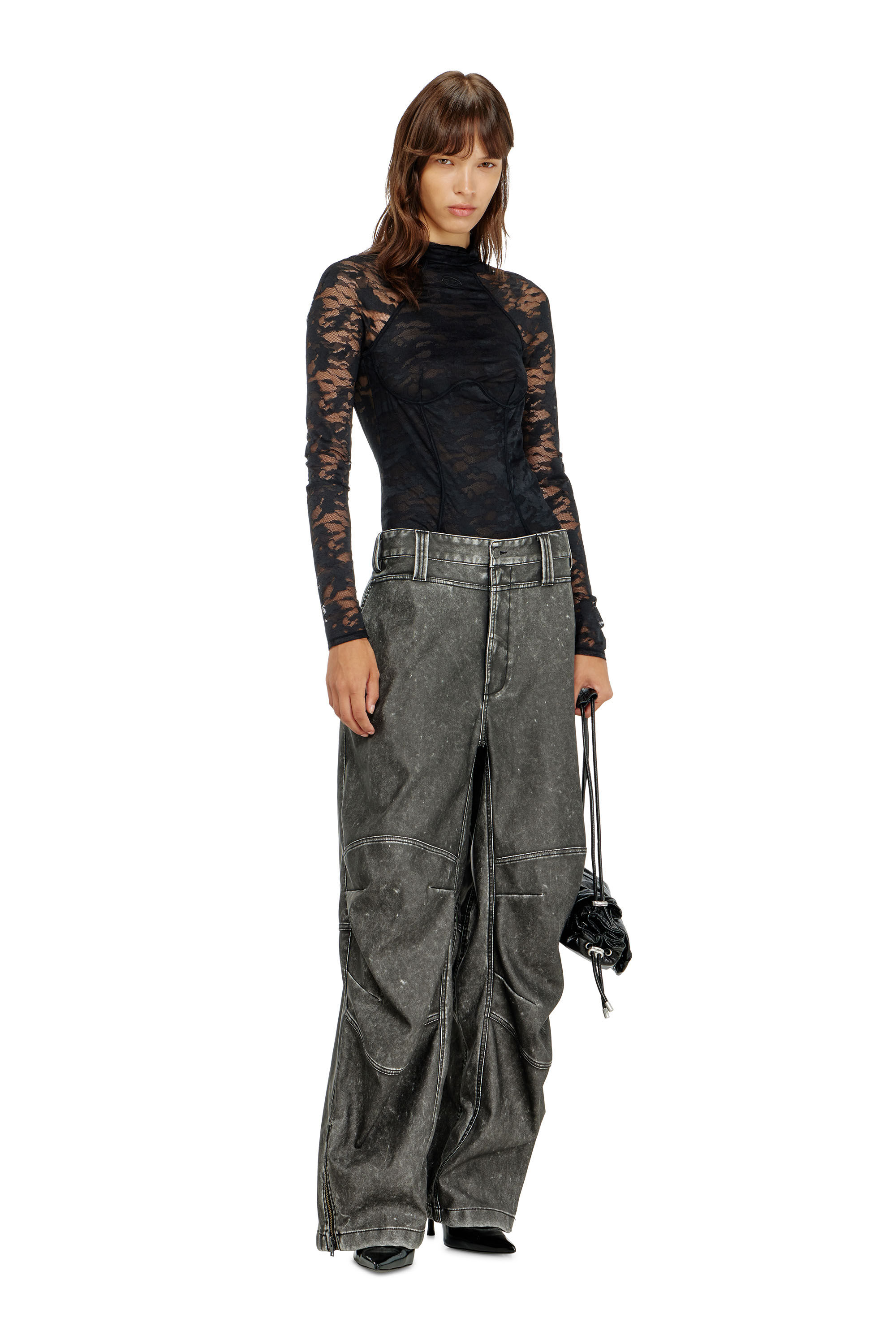 Diesel - VIVIAN-UTLT, Body de encaje de nailon con espalda abierta Mujer in Negro - 5