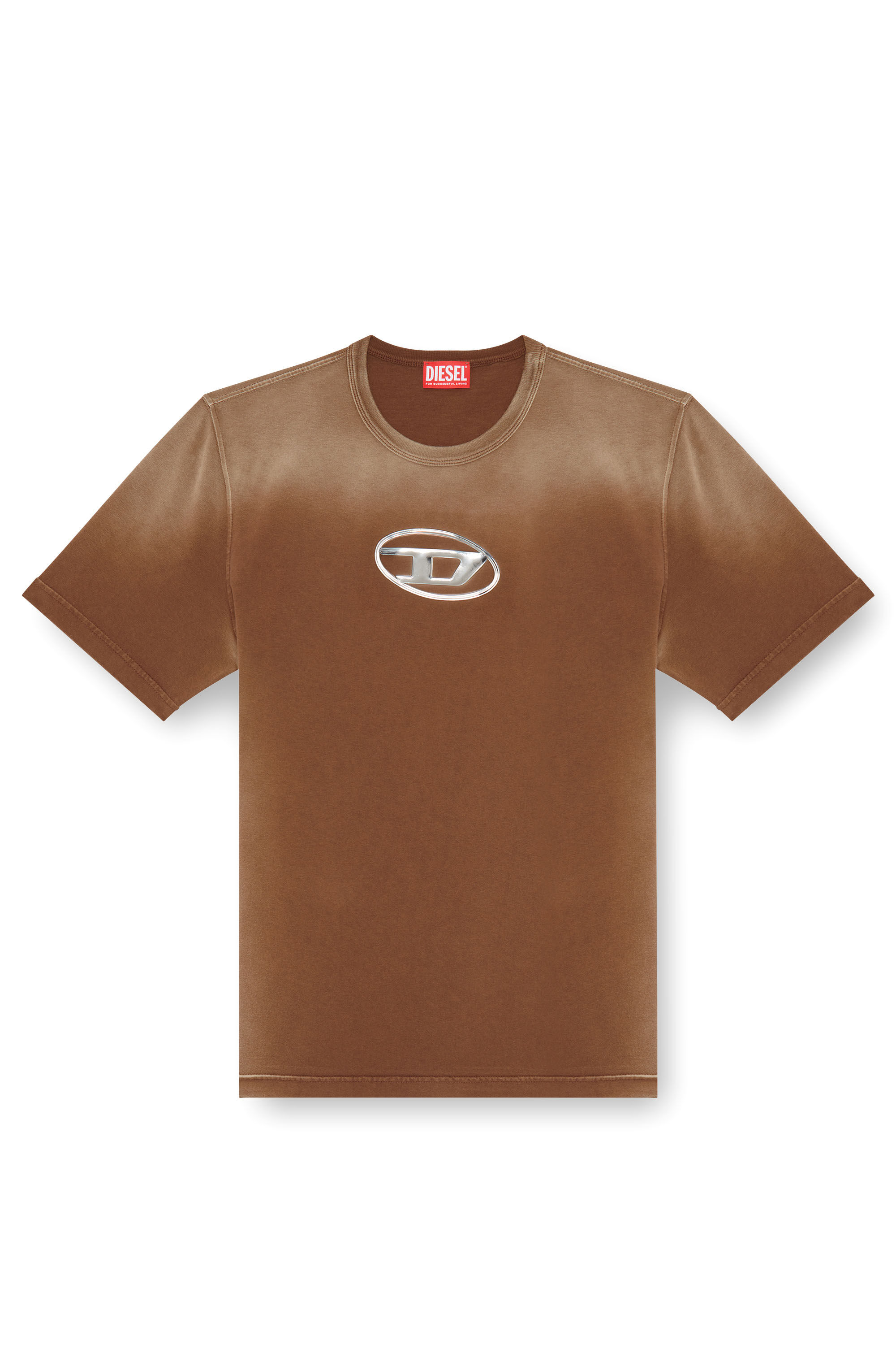 Diesel - T-ADJUST-Q8, Hombre Camiseta desteñida con logotipo Oval D recortado in Marrón - Image 2