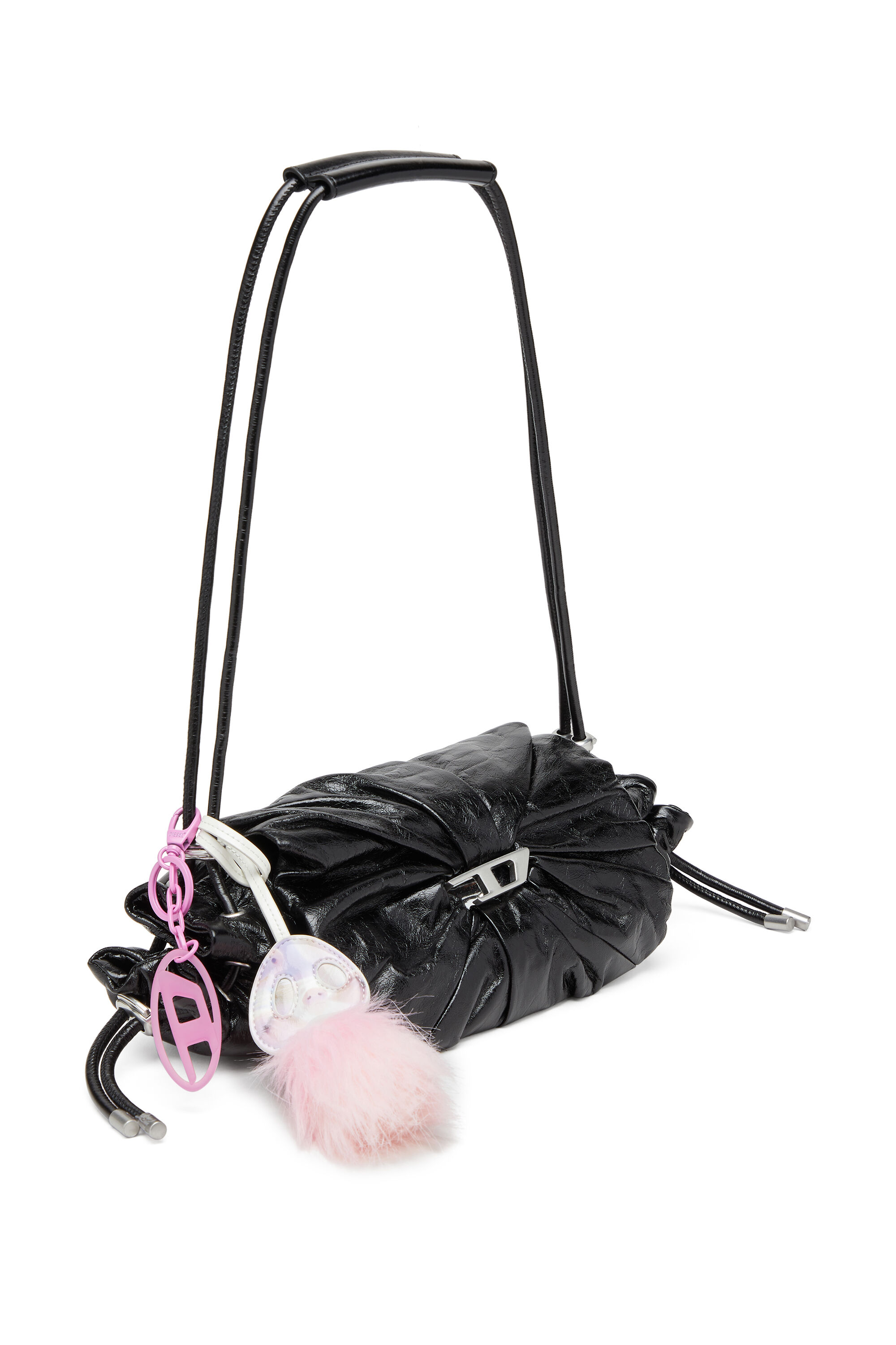 Diesel - SCRUNCH-D SHOULDER S, Scrunch-D S-Bolso de hombro de cuero arrugado Mujer in Negro - 6