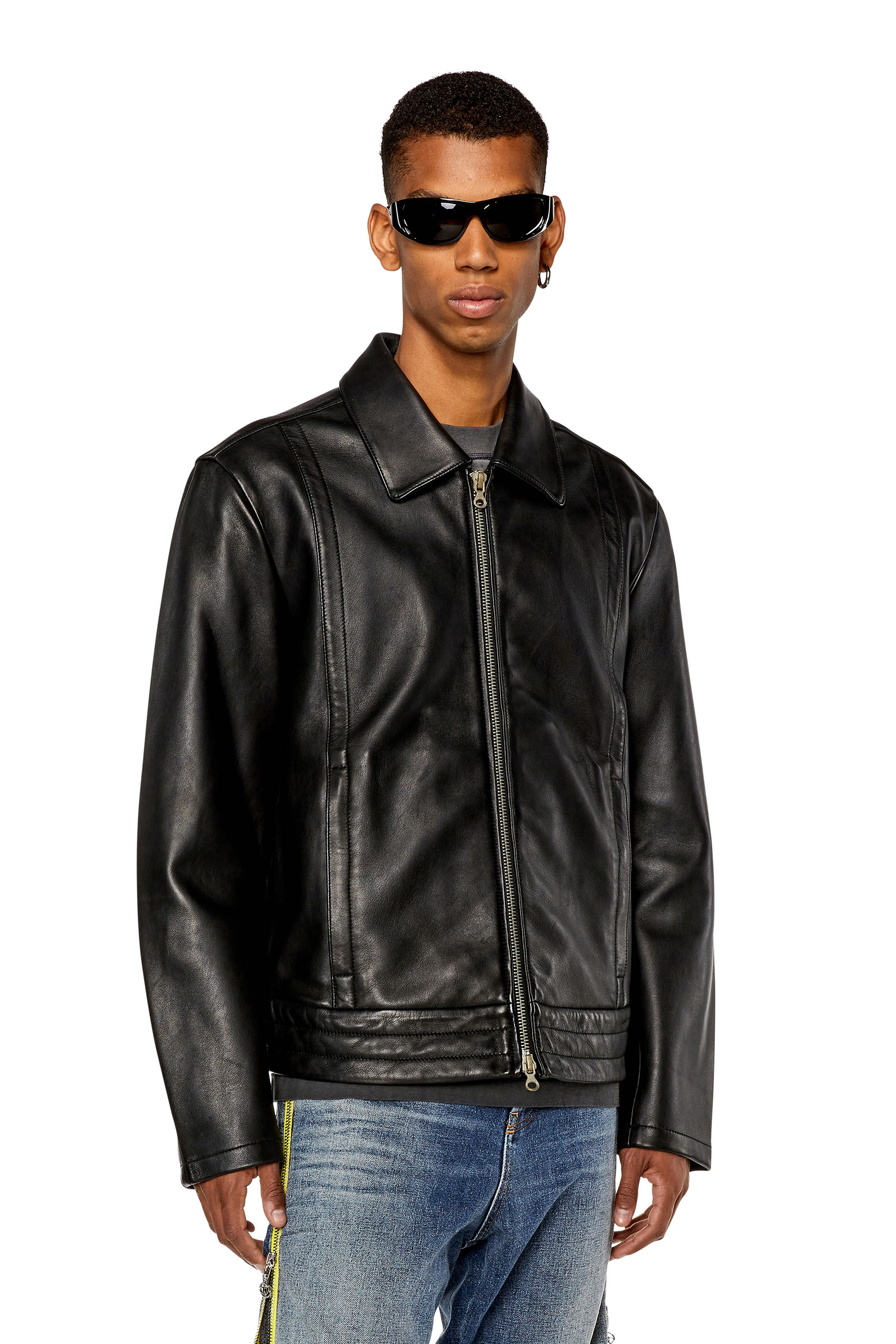 Mens leather shirt jacket deals
