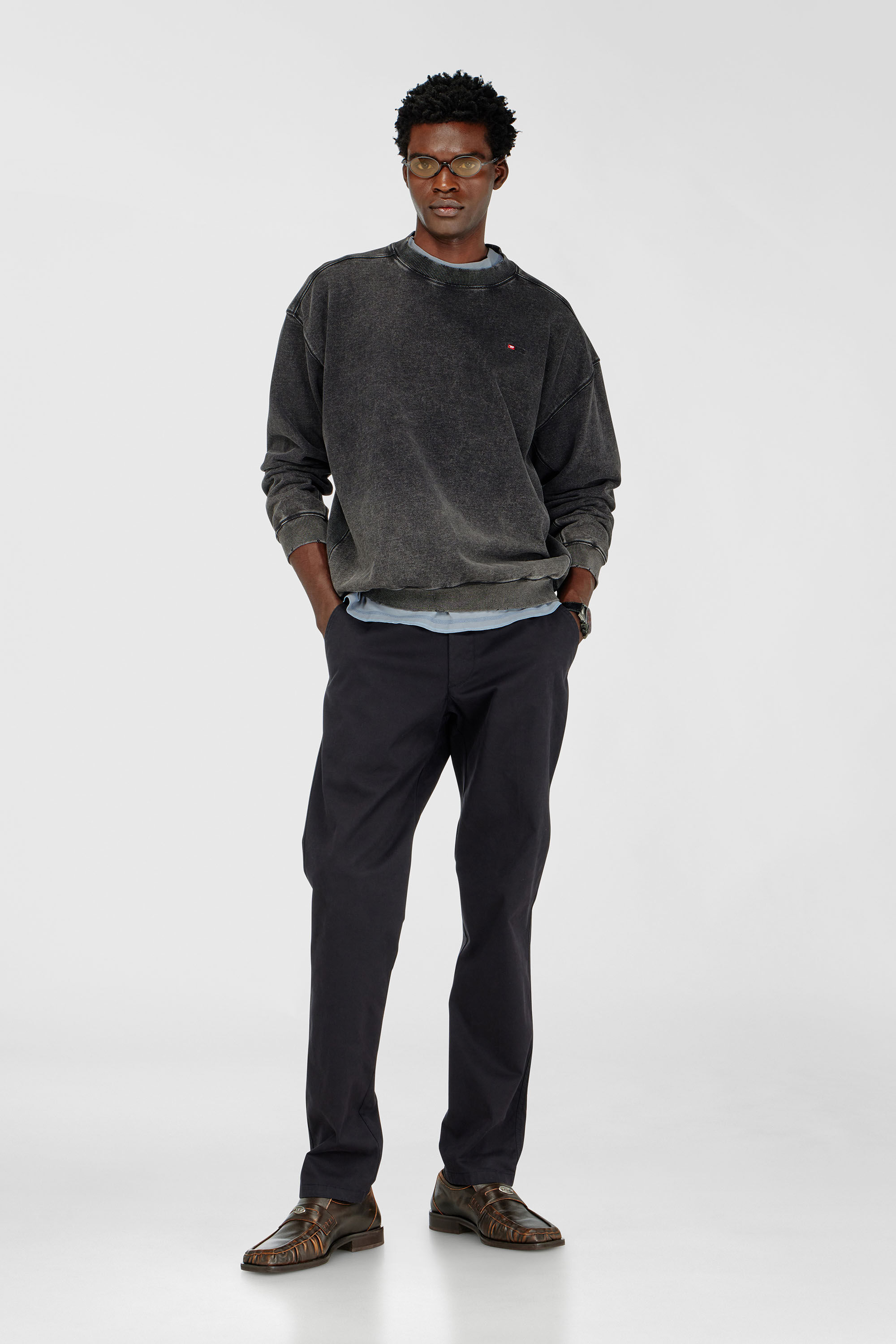 Diesel - P-DEFINE-EPCH, Pantalones de algod&oacute;n con presilla utilitaria Hombre in Negro - 1