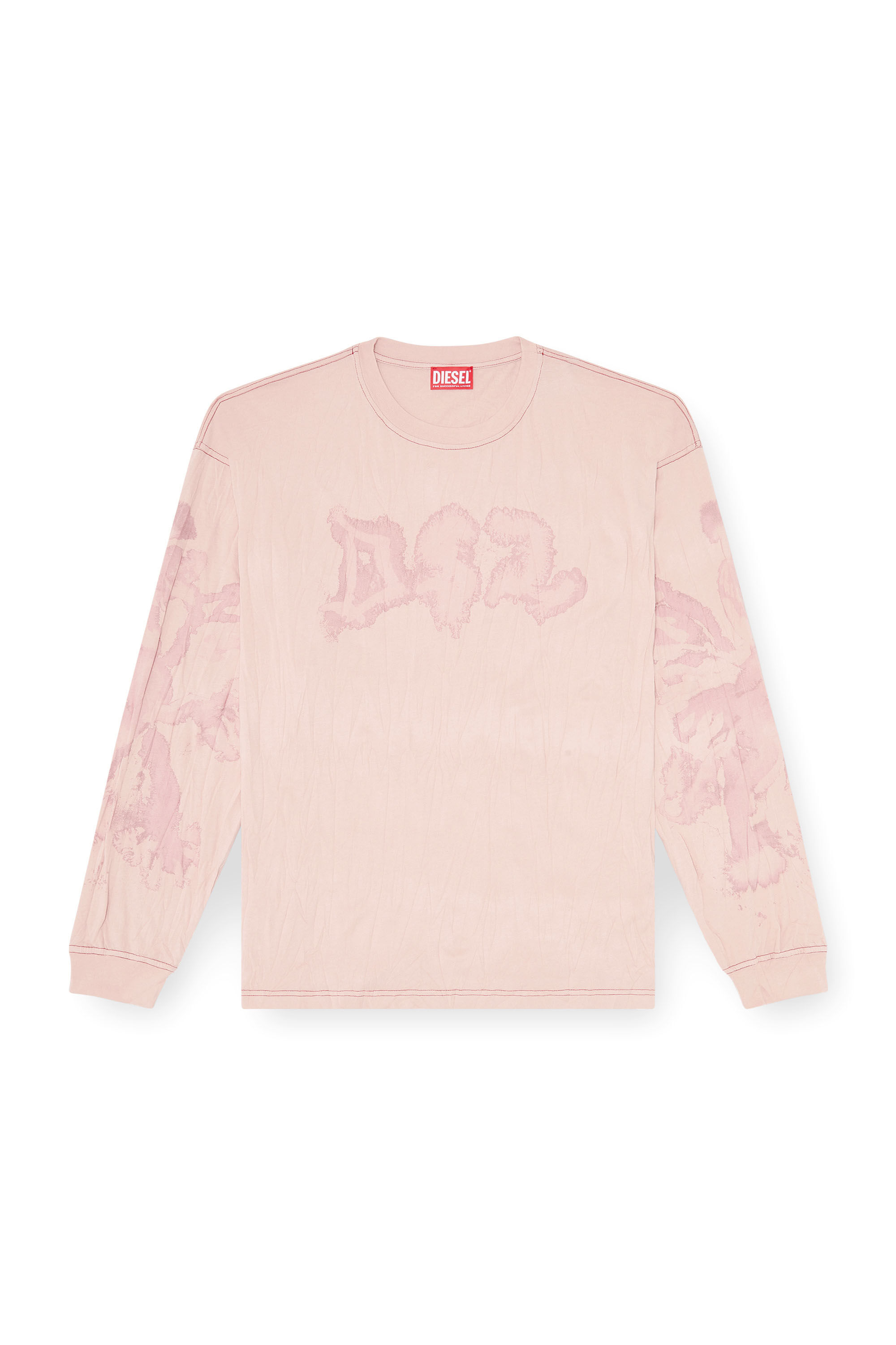 Diesel - T-BOXT-LS-AA4, Camiseta relaxed de manga larga con estampado irregular Hombre in Rosa - 2
